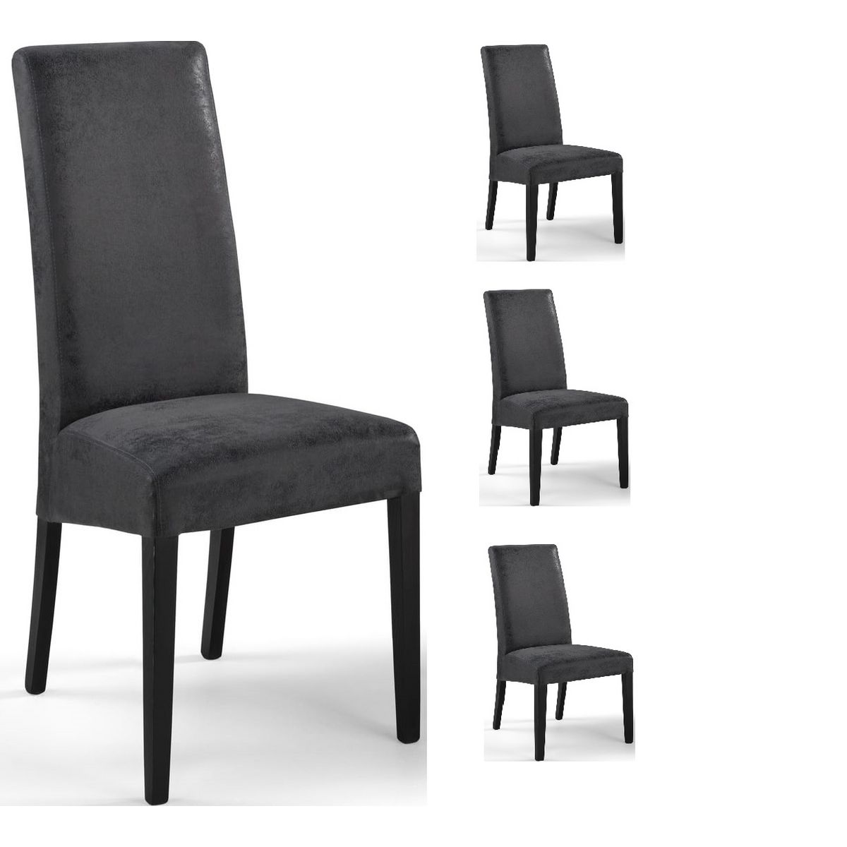 Lot de 4 chaises de séjour salle à manger aspect vieilli MARIA