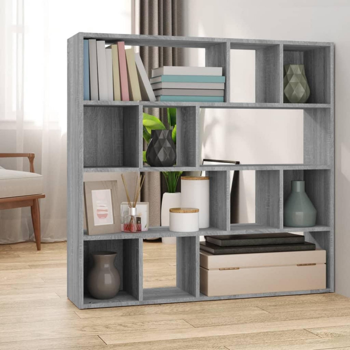 VIDAXL Bibliotheque/Separateur de piece Sonoma gris 105x24x102 cm