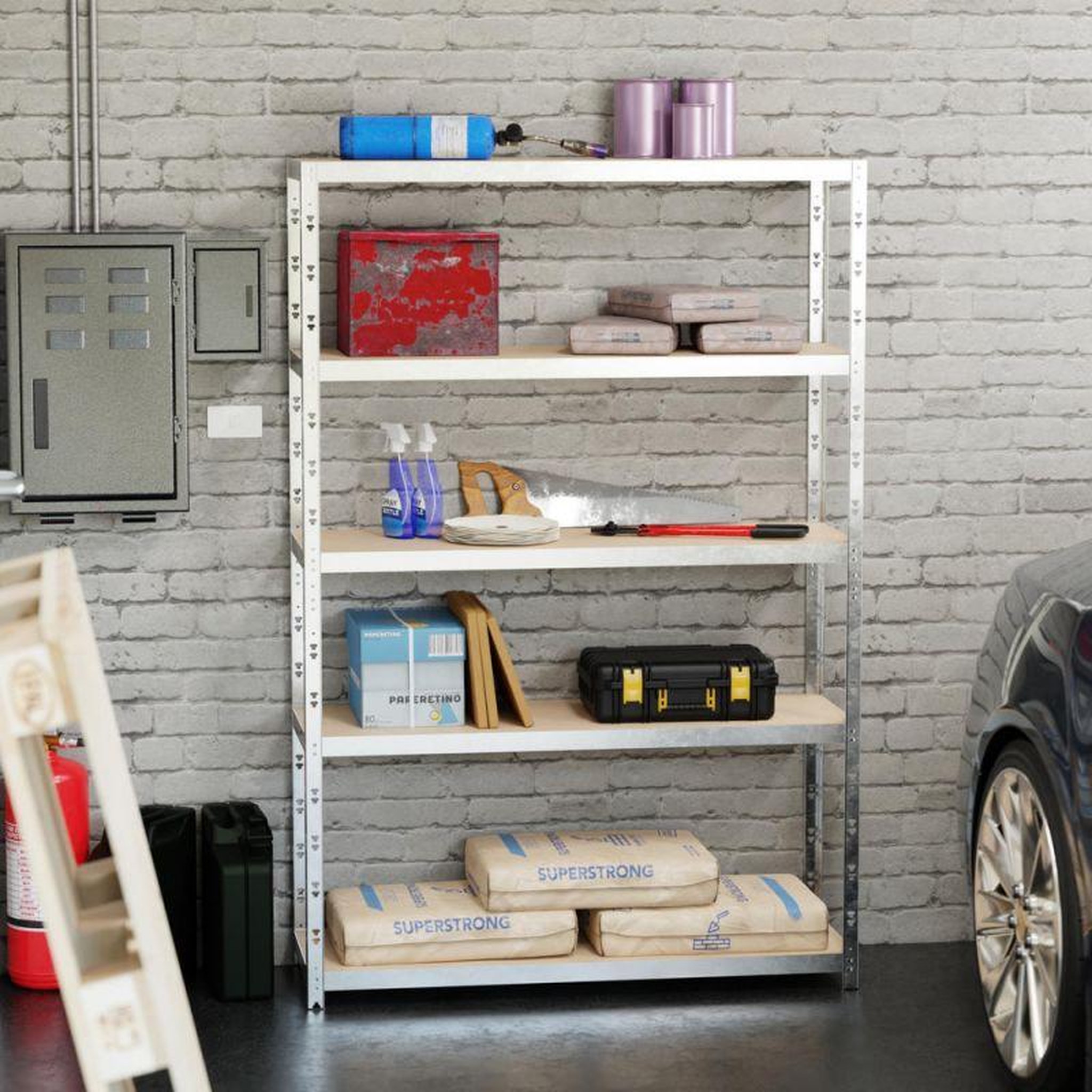 Voir la diapositive 2 : EUROSPEN Etagère de rangement modulable et polyvalente pour atelier, garage, cave... Charge Lourde max 875kg -180x120x40cm - Gris