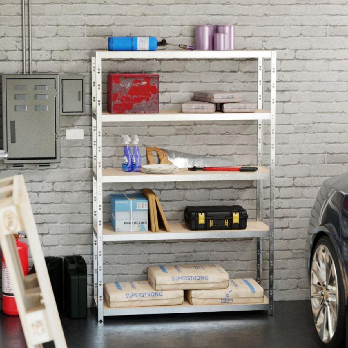 EUROSPEN Etagère de rangement modulable et polyvalente pour atelier, garage, cave... Charge Lourde max 875kg -180x120x40cm - Gris