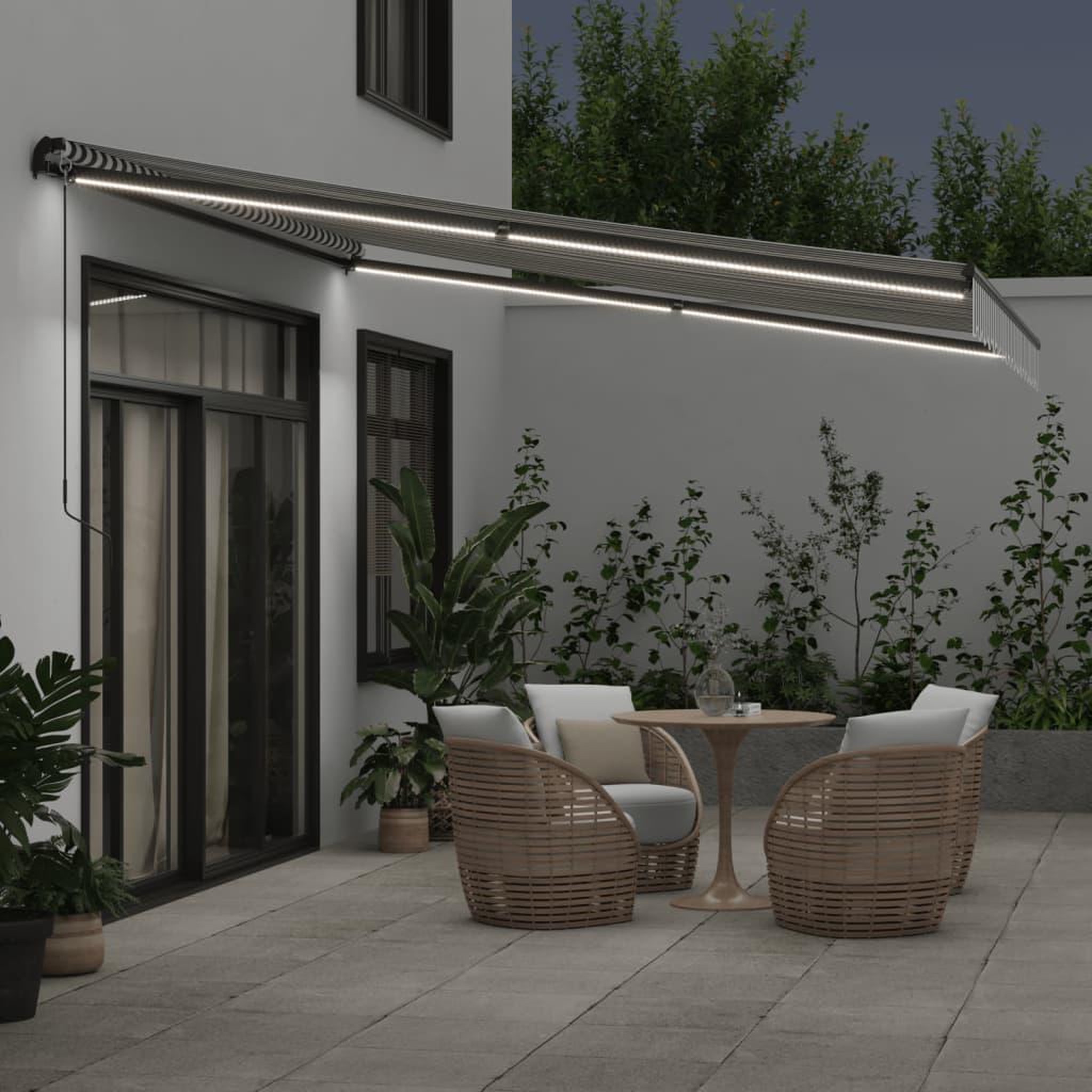 Voir la diapositive 3 : VIDAXL Auvent manuel retractable avec LED anthracite blanc 400x350 cm