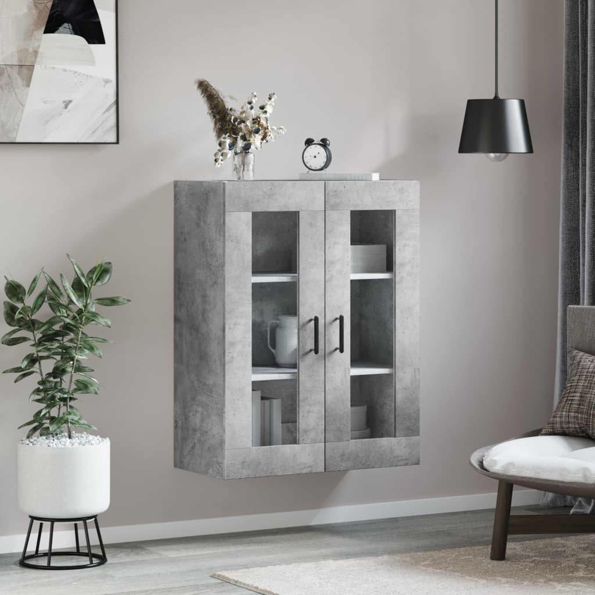 Voir la diapositive 3 : VIDAXL Armoire murale gris beton 69,5x34x90 cm