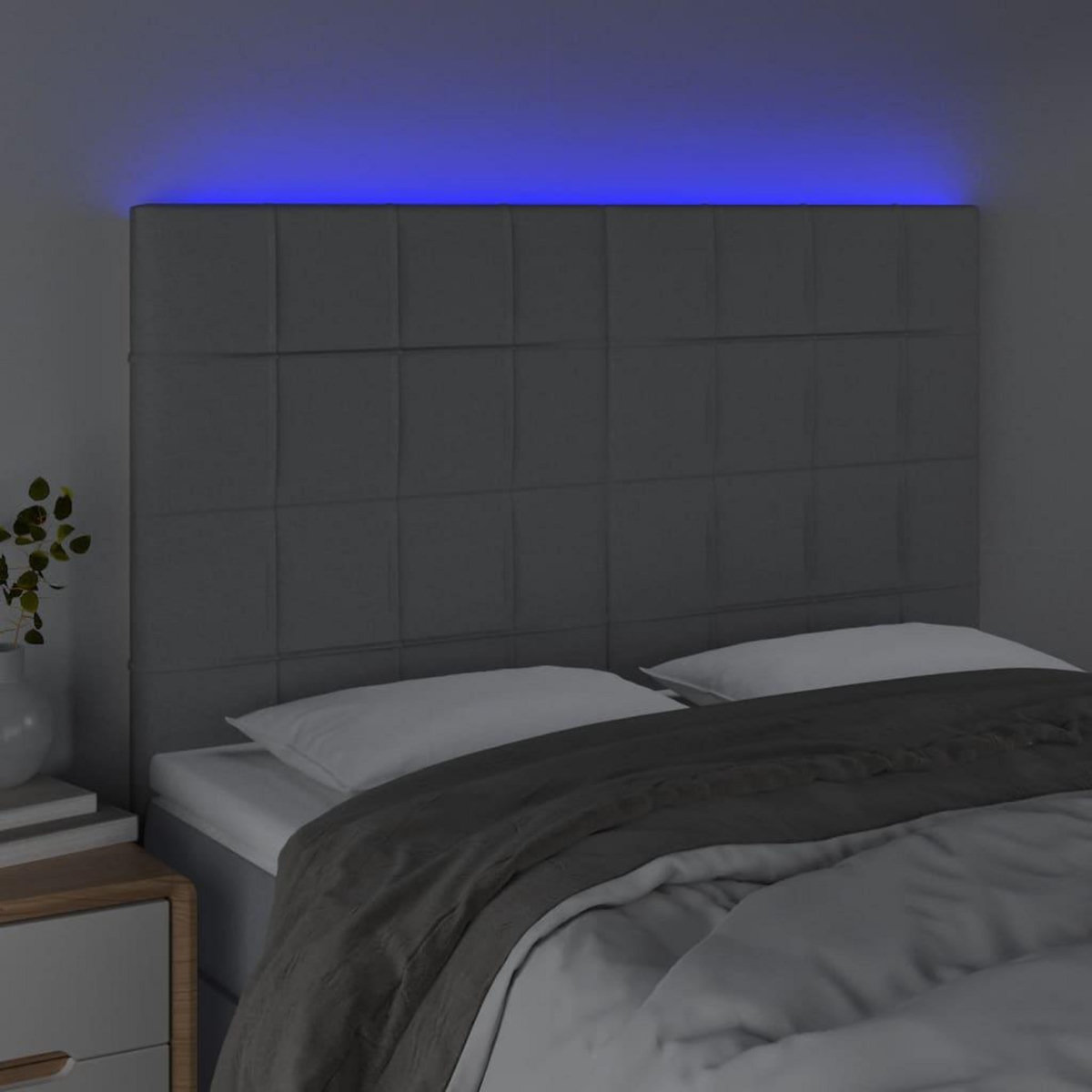 VIDAXL Tete de lit a LED Gris clair 144x5x118/128 cm Tissu