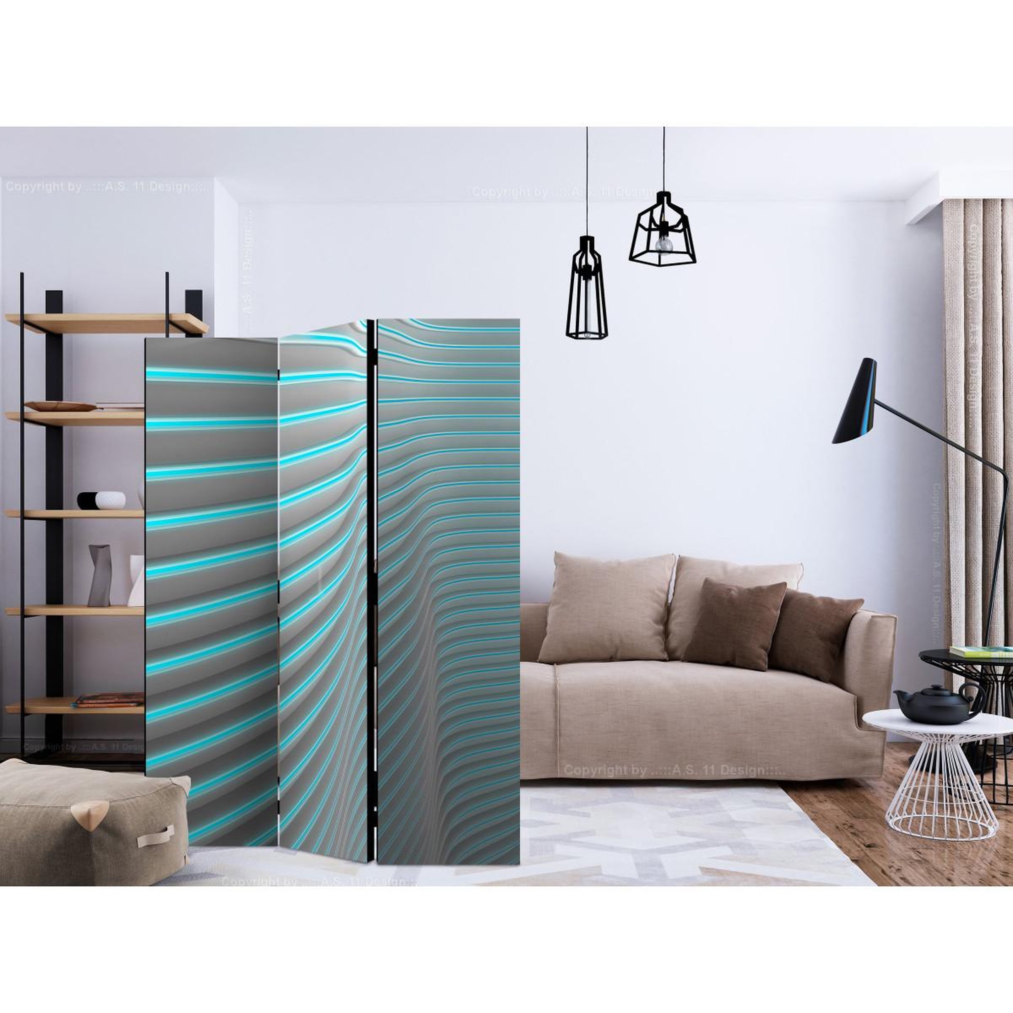 Voir la diapositive 2 : Paris Prix Paravent 3 volets  neon blue  135x172cm