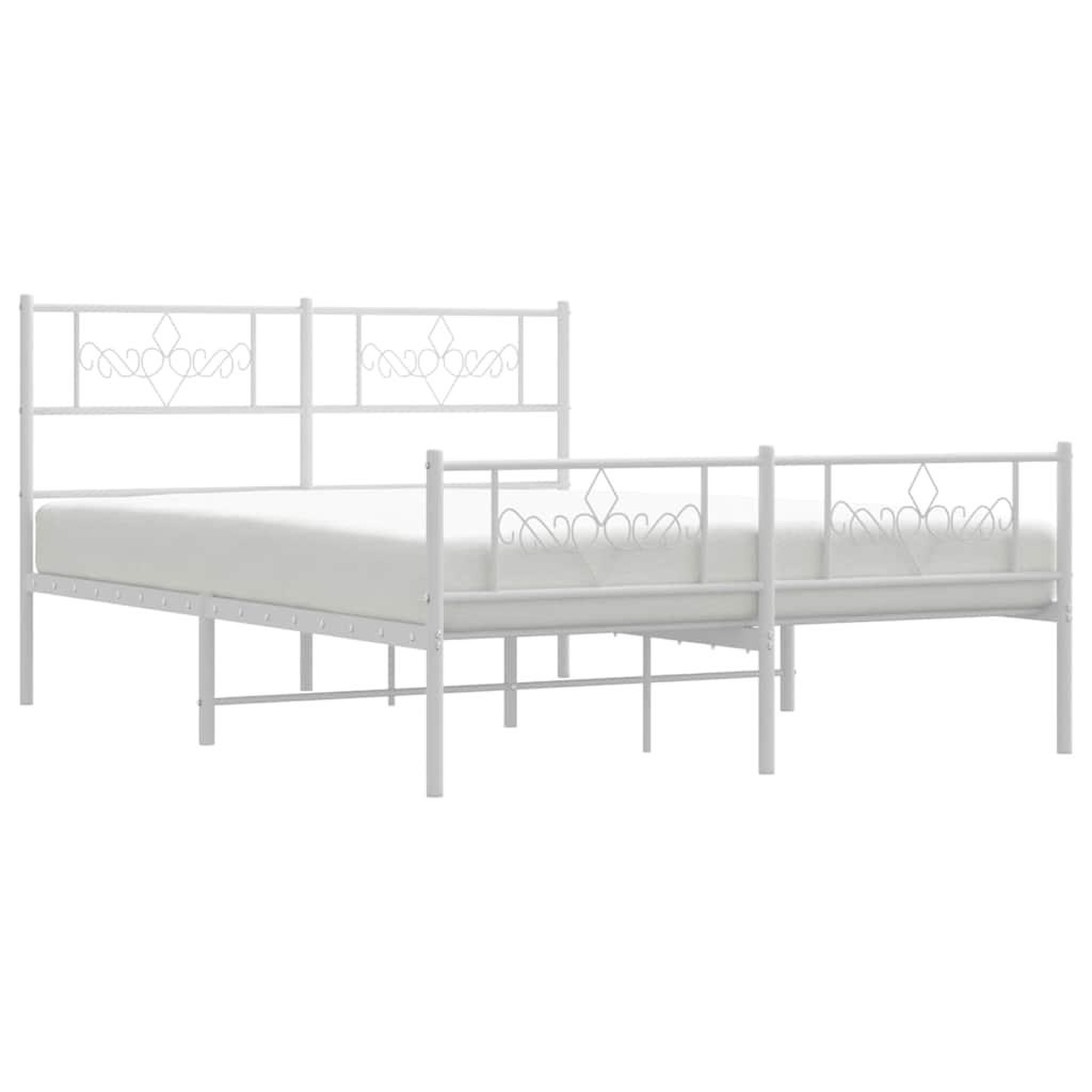 Voir la diapositive 5 : VIDAXL Cadre de lit metal sans matelas et pied de lit blanc 135x190 cm