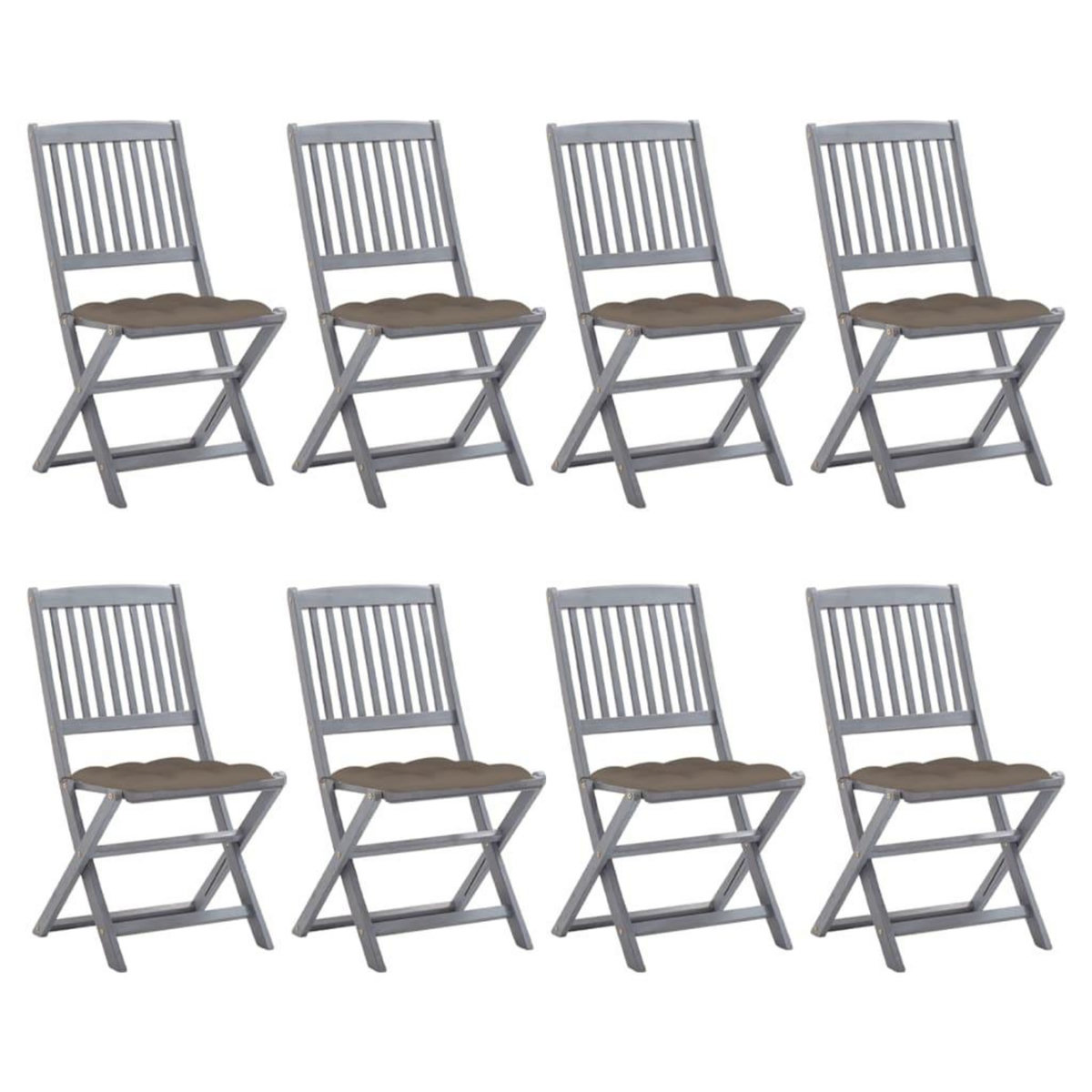 VIDAXL Chaises pliables d'exterieur lot de 8 et coussins Bois d'acacia