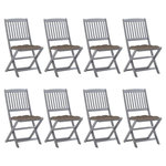 VIDAXL Chaises pliables d'exterieur lot de 8 et coussins Bois d'acacia