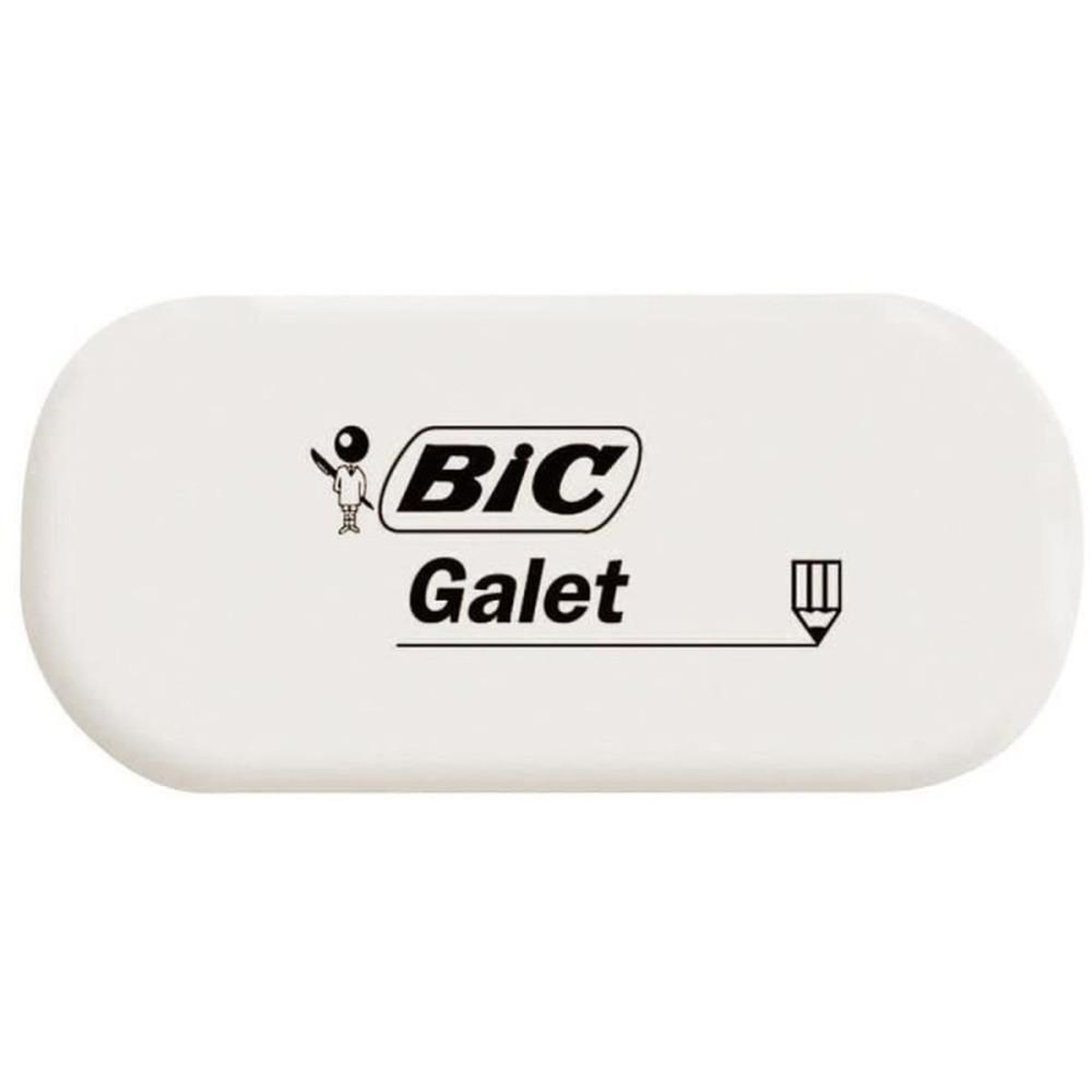 BIC Gomme pour crayon et graphite en caoutchouc synthétique, forme galet, blanche, lot de 12