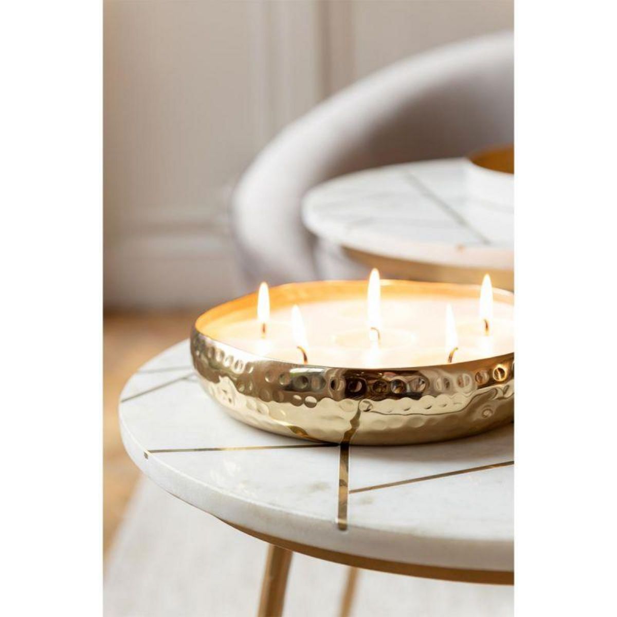 Paris Prix Lot de 2 Tables Gigognes  Lolita  56cm Or & Blanc