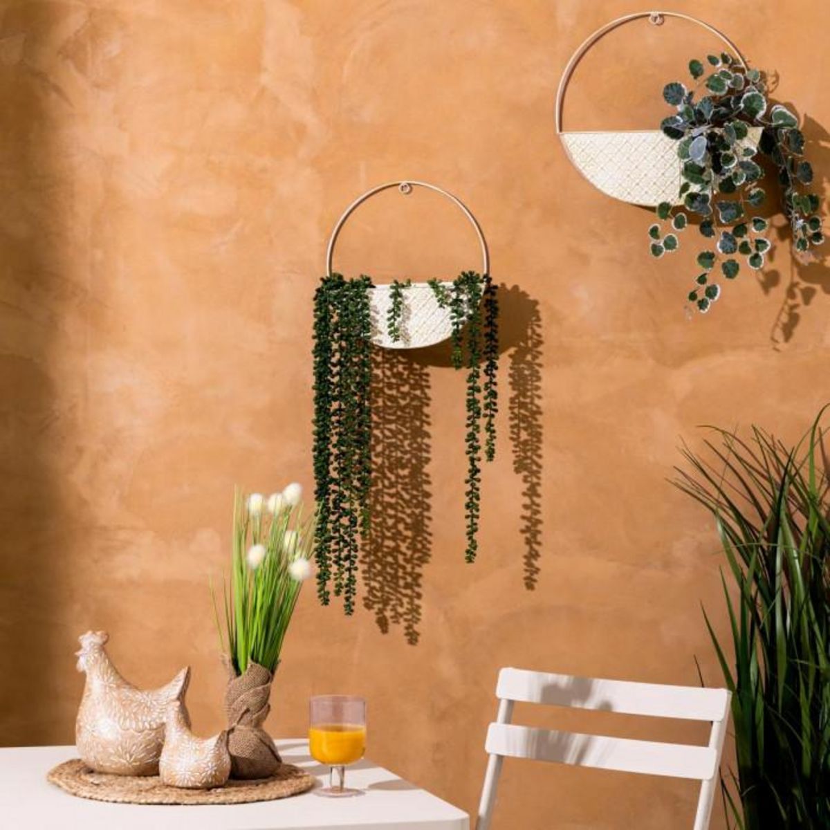 ATMOSPHERA Lot de 2 Jardinières Murales en Métal  Tino  35cm Blanc