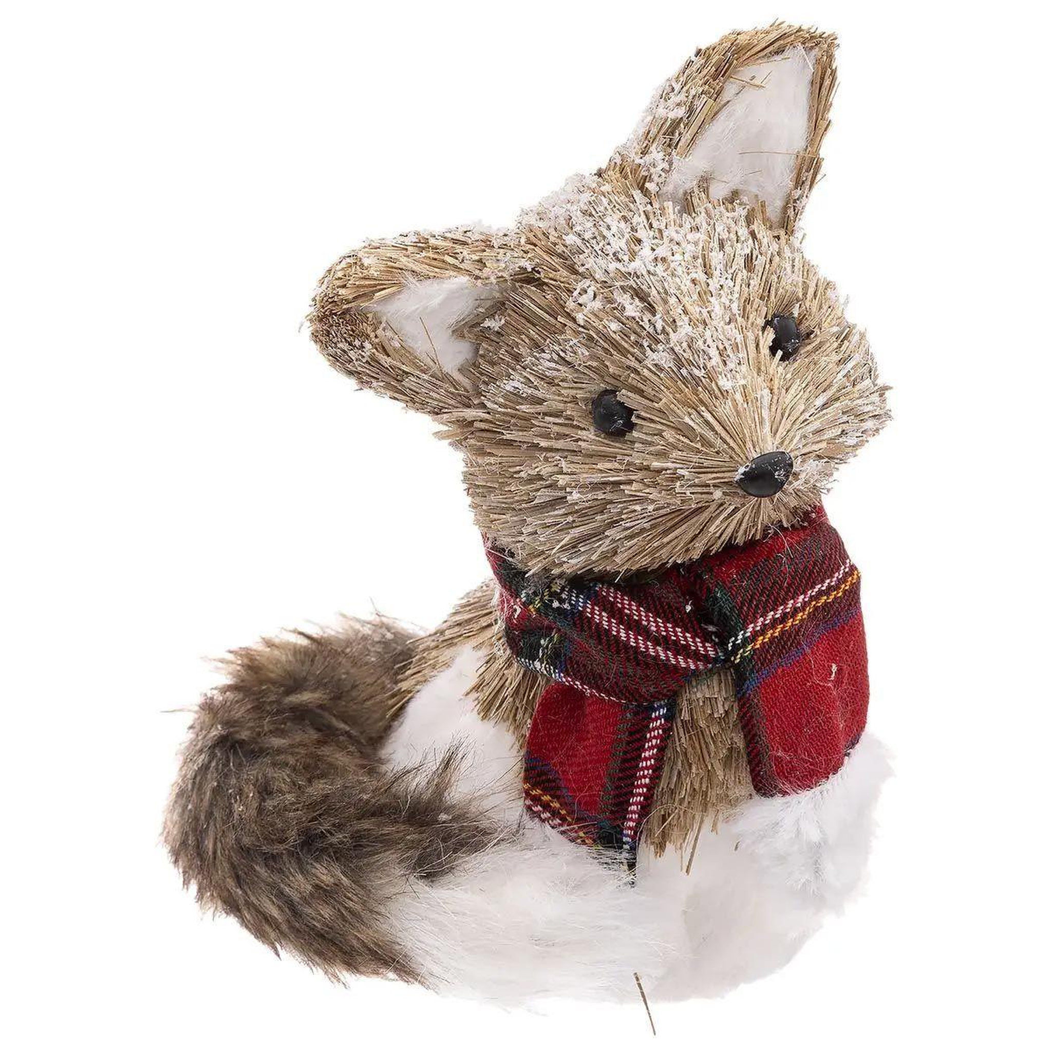 ATMOSPHERA Renard avec écharpe  marron glacé  20cm naturel