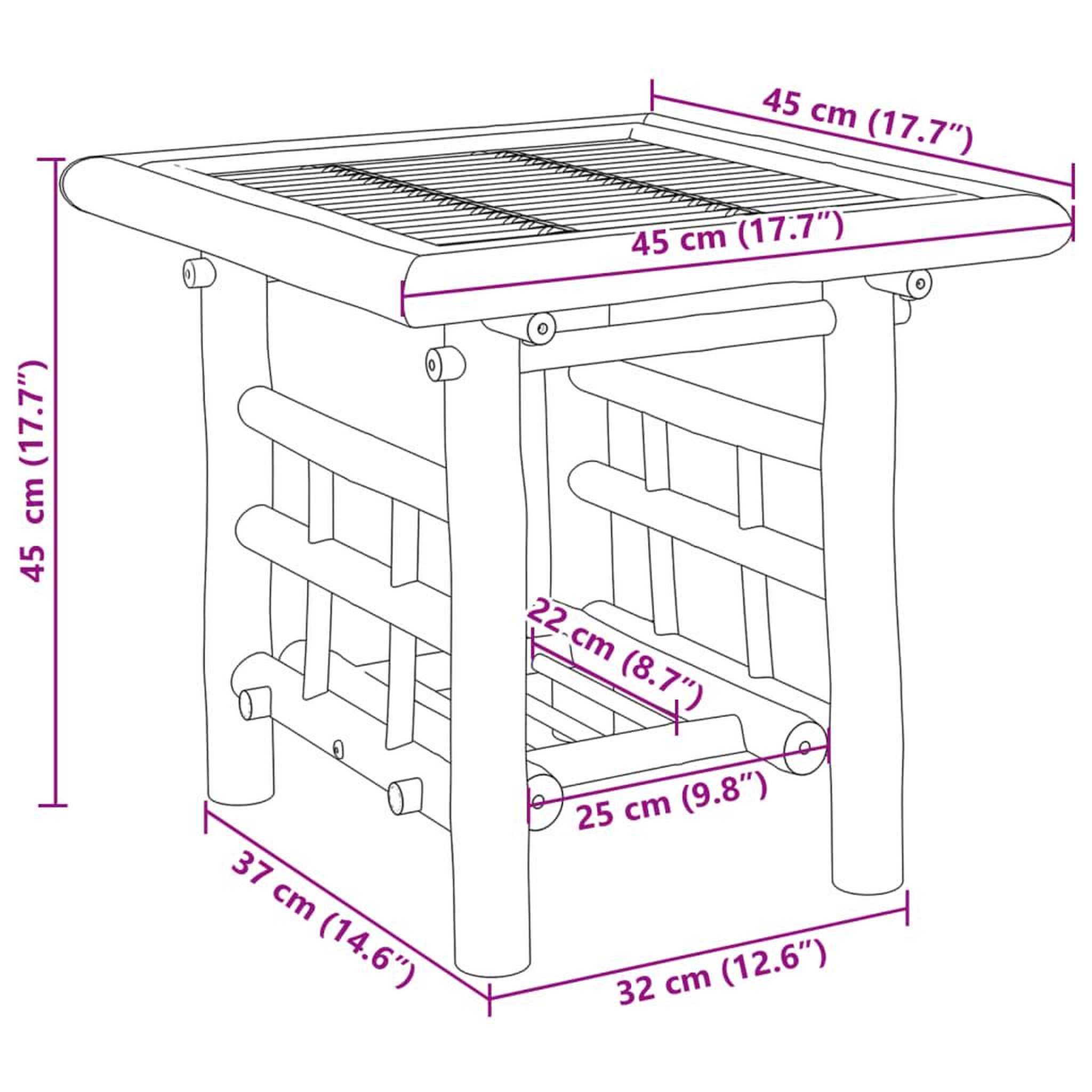 Voir la diapositive 6 : VIDAXL Table d'appoint 45x45x45 cm bambou