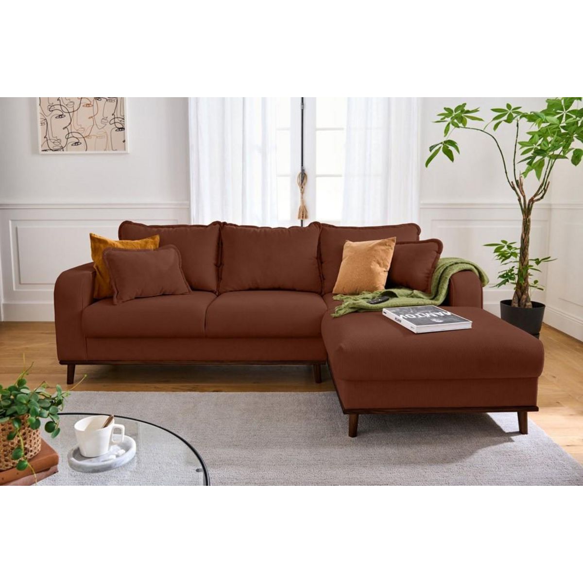 LISA DESIGN Albane - canapé d'angle droit - 4 places - en velours côtelé