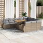 Voir la diapositive 1 : VIDAXL Salon de jardin 11 pcs avec coussins beige resine tressee