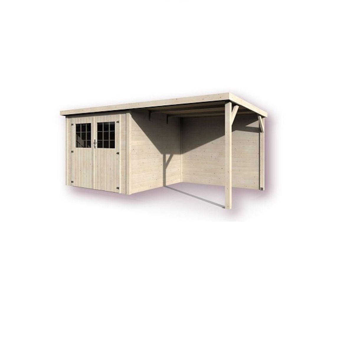 DECOR ET JARDIN Abri de jardin en bois de sapin avec auvent - 5,15 m² + 5,17 m² - PARADIS