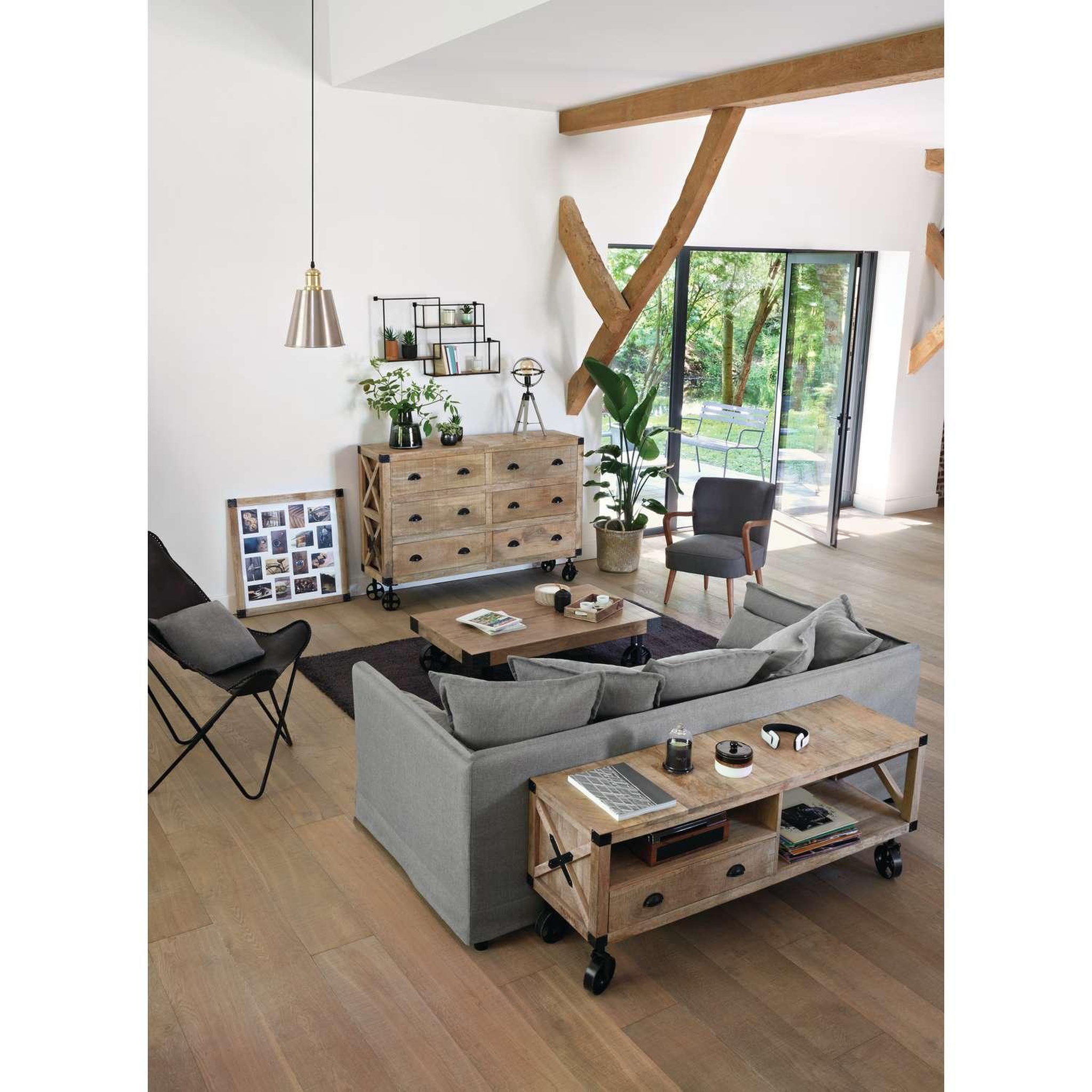 Voir la diapositive 2 : ATMOSPHERA Meuble tv 1 porte en manguier silas - beige