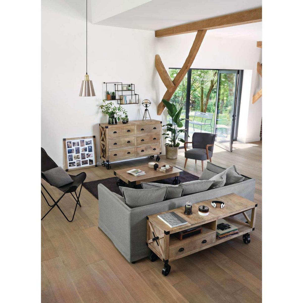 ATMOSPHERA Meuble TV 1 porte en manguier SILAS - Beige