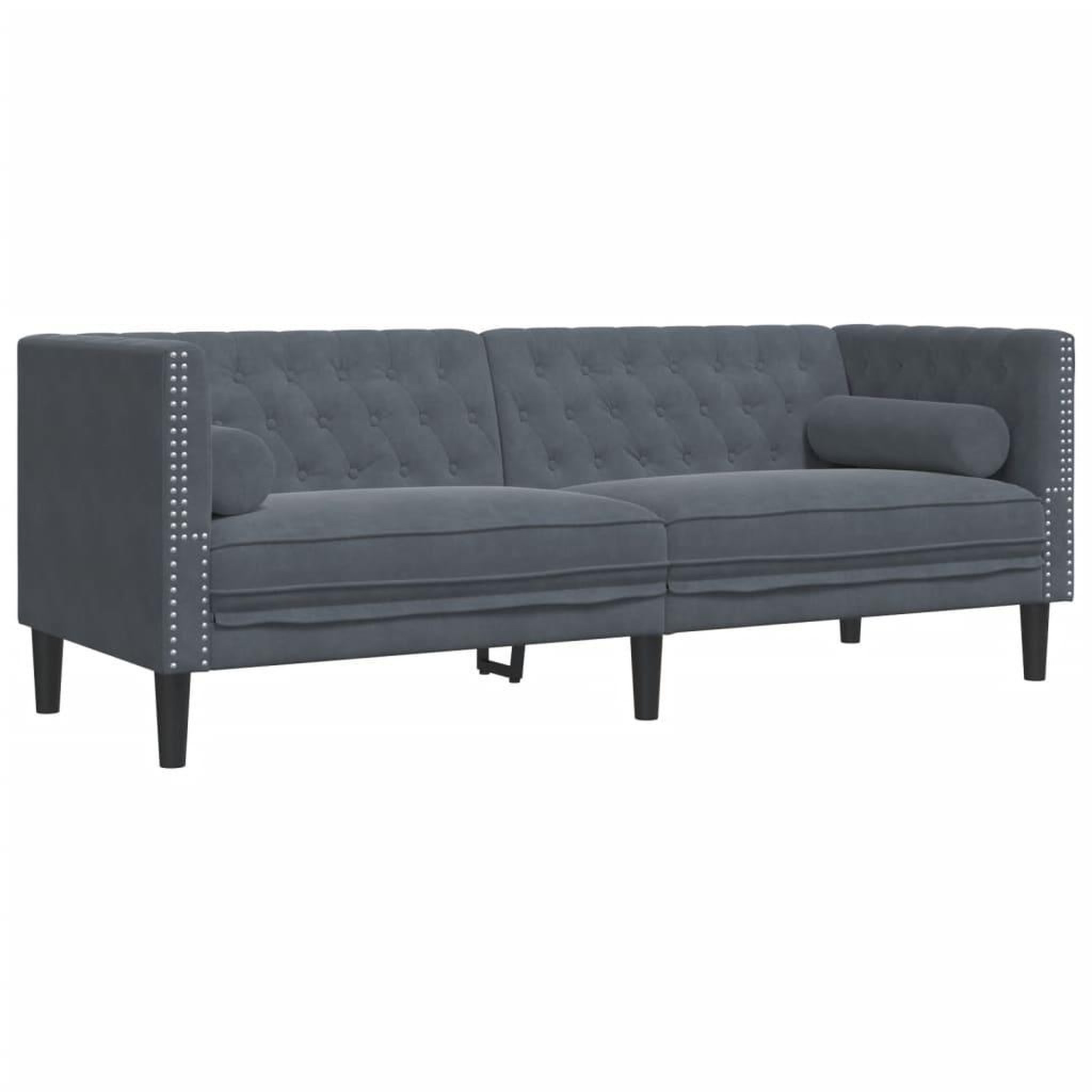 Voir la diapositive 4 : VIDAXL Ensemble de canape Chesterfield et traversins 2 pcs gris fonce