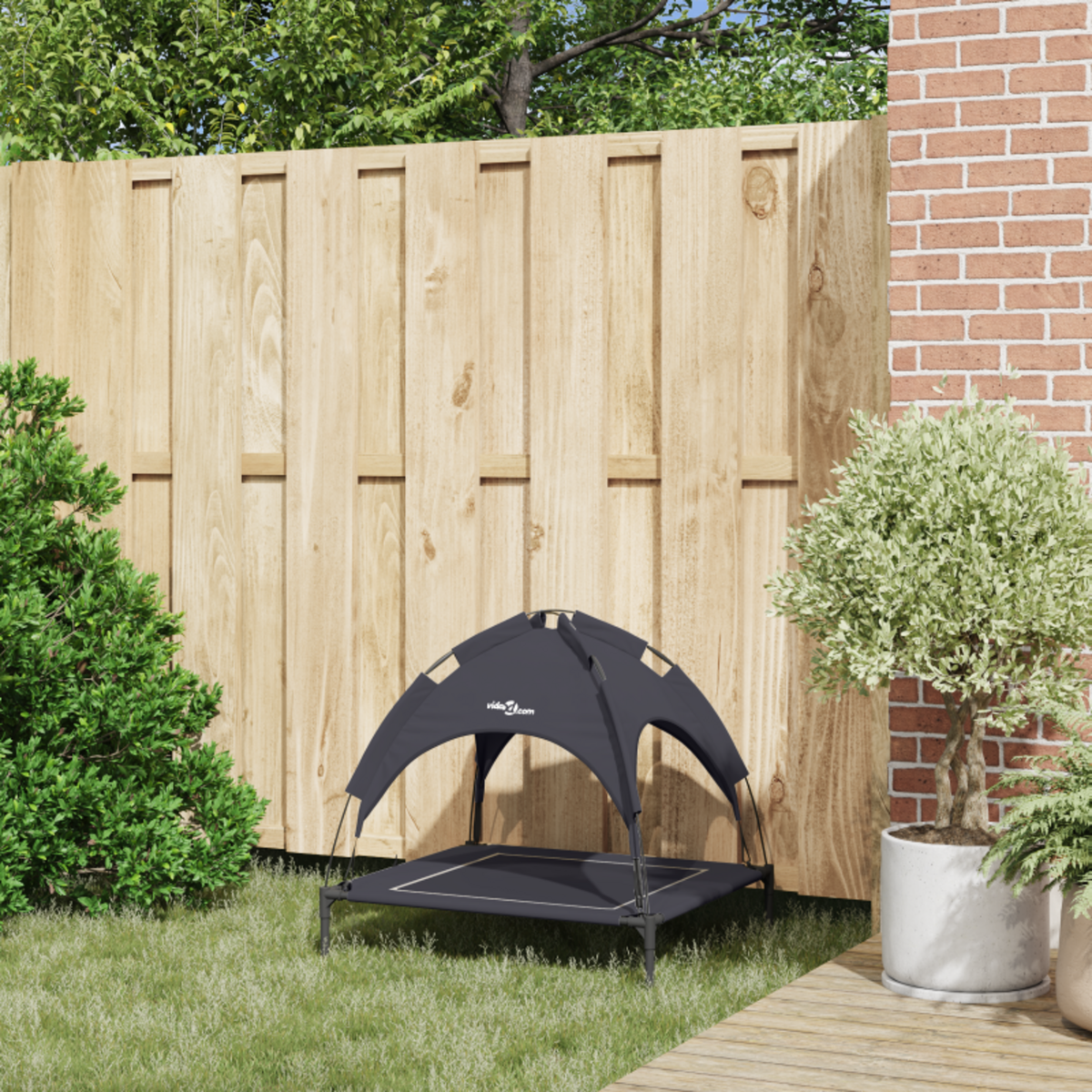 VIDAXL Lit surélevé avec toit amovible Noir M Acier