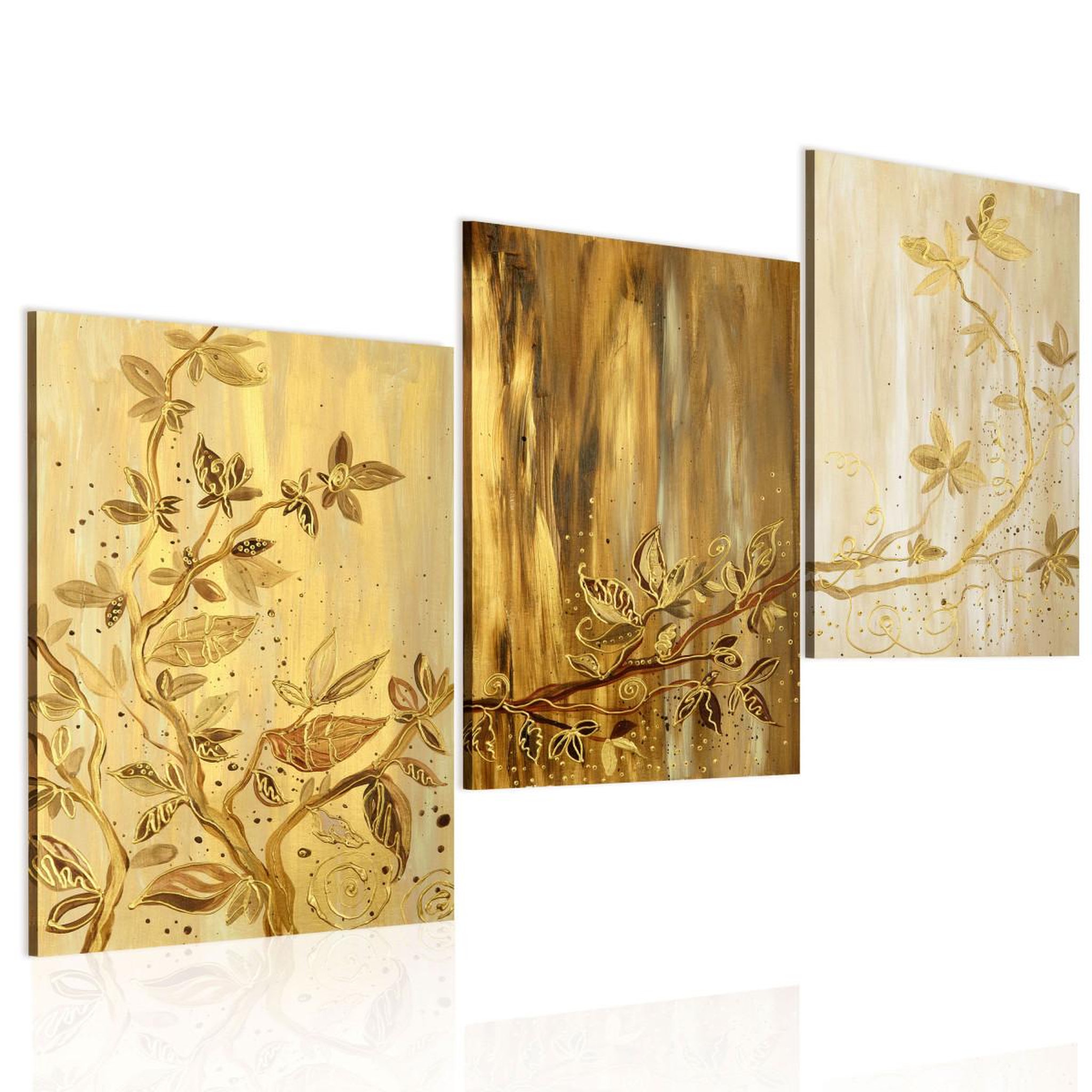 Voir la diapositive 1 : Paris Prix Tableau peint à la main  feuilles dorées  60x120cm