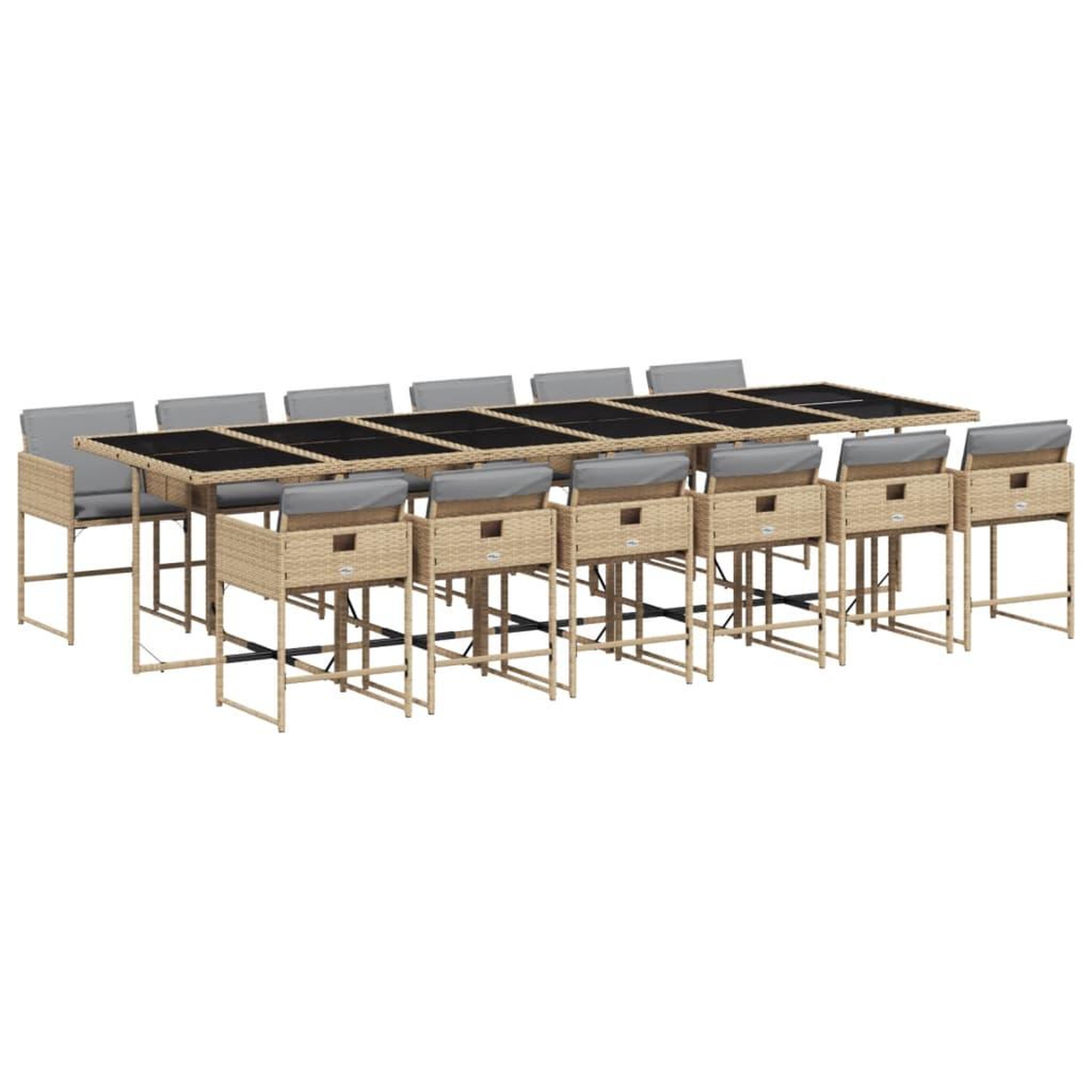 Voir la diapositive 2 : VIDAXL Ensemble a manger de jardin coussins 13 pcs melange beige rotin