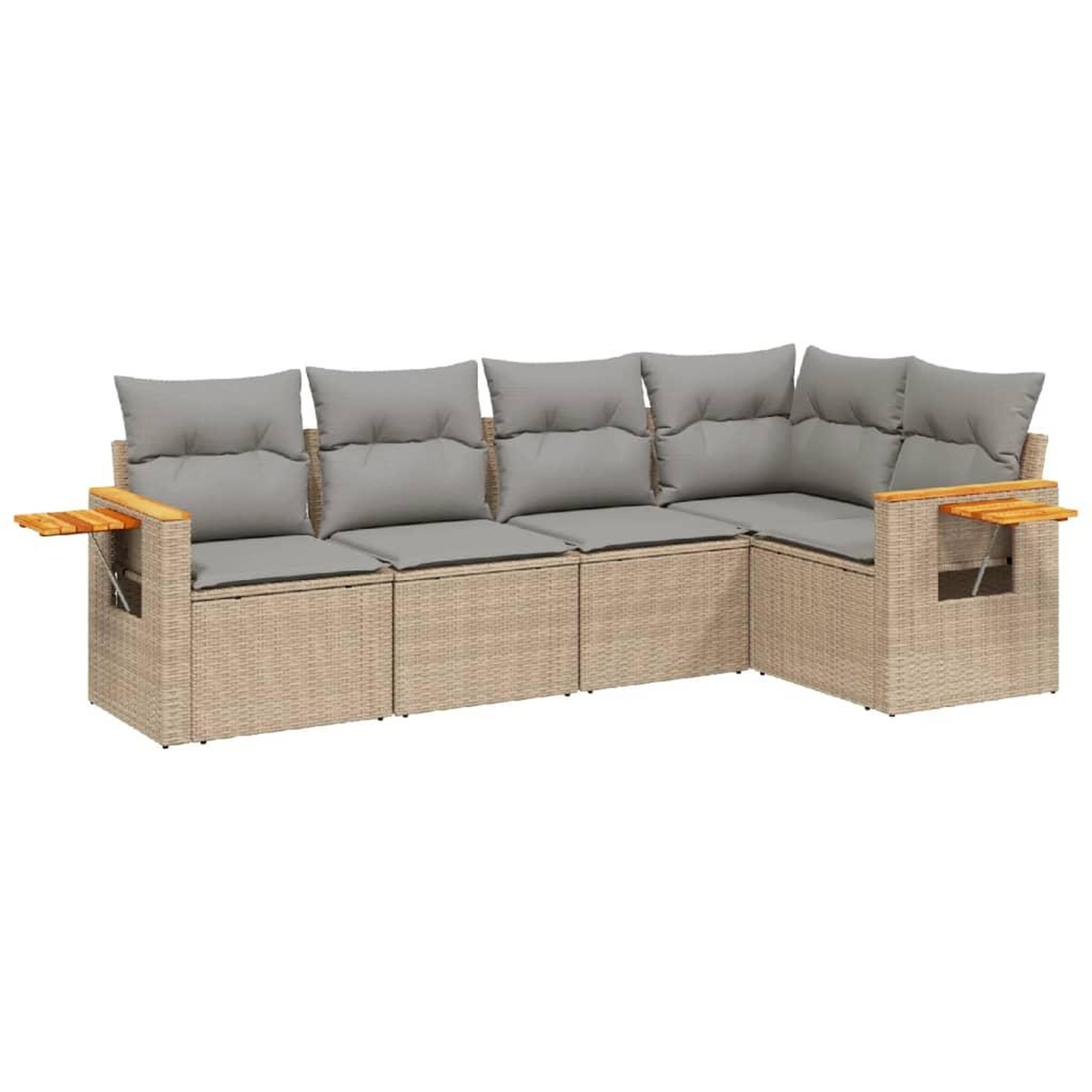 Voir la diapositive 2 : VIDAXL Salon de jardin avec coussins 5 pcs beige resine tressee