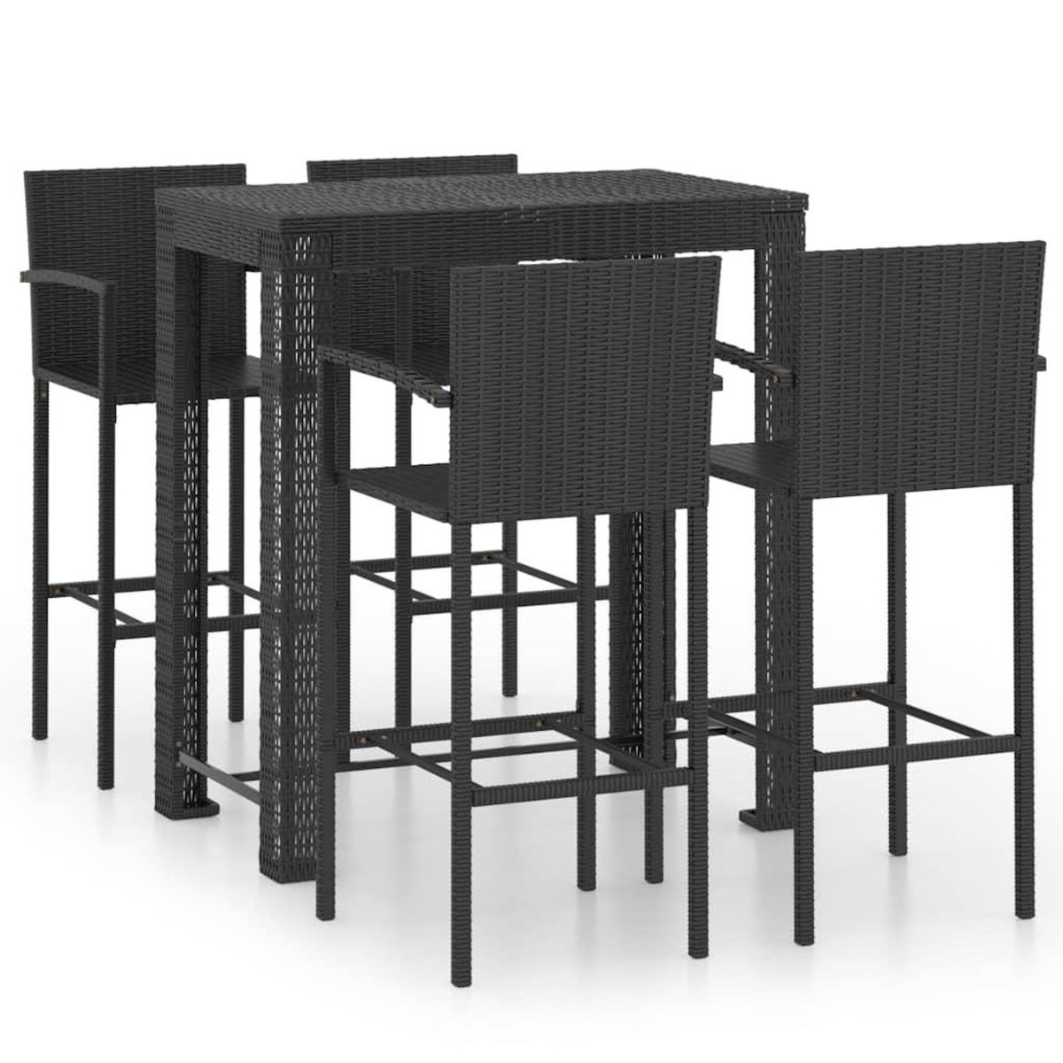 VIDAXL Ensemble de bar d'exterieur 5 pcs accoudoir Resine tressee Noir