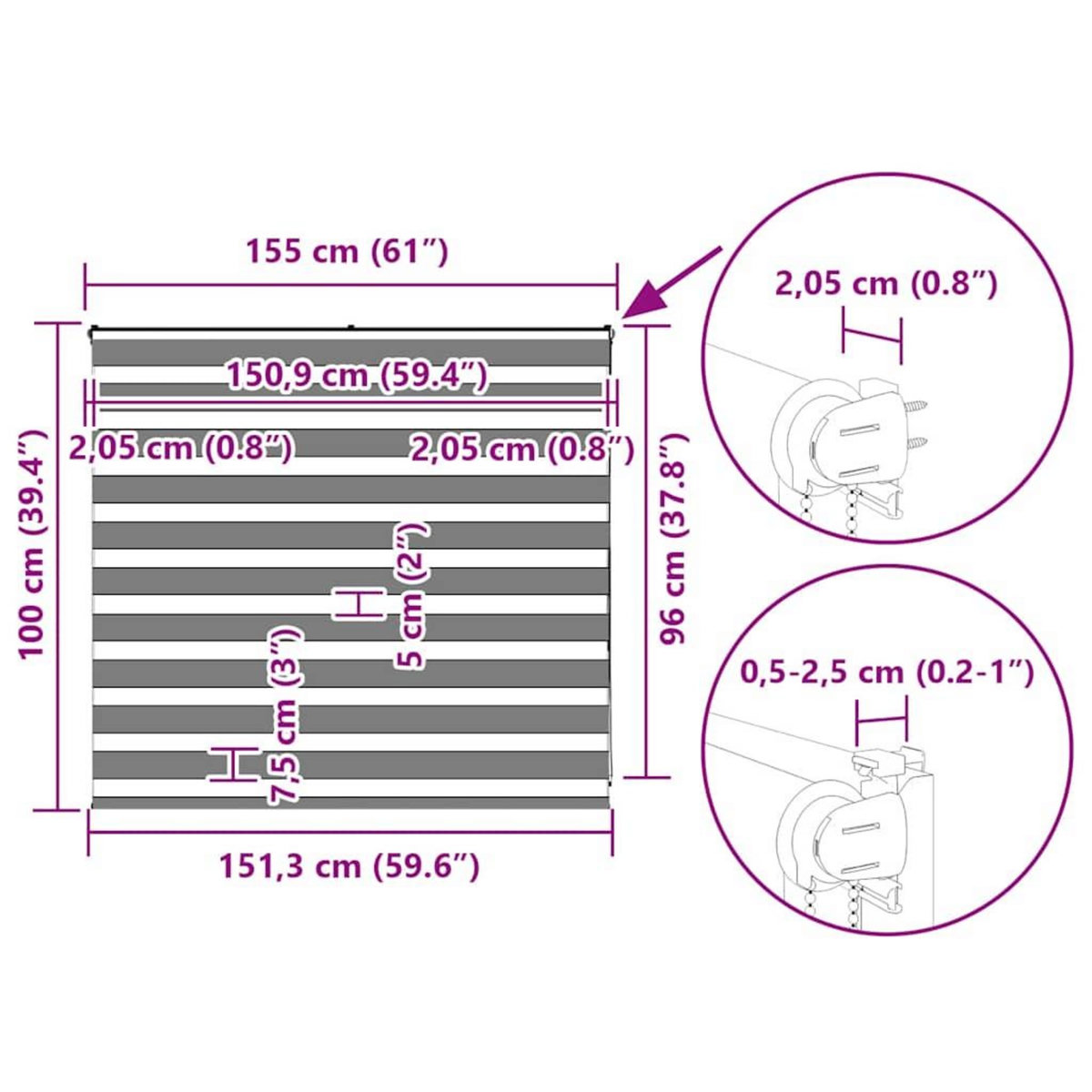 VIDAXL Store zebre gris clair largeur du tissu 150,9 cm polyester
