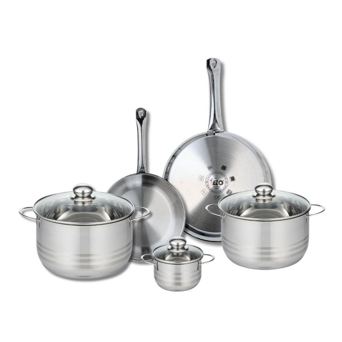 ELO Ensemble de 2 Poêles de cuisson 24 et 28 cm et 3 faitouts 12, 20 et 24 cm Elo Profi Brillant