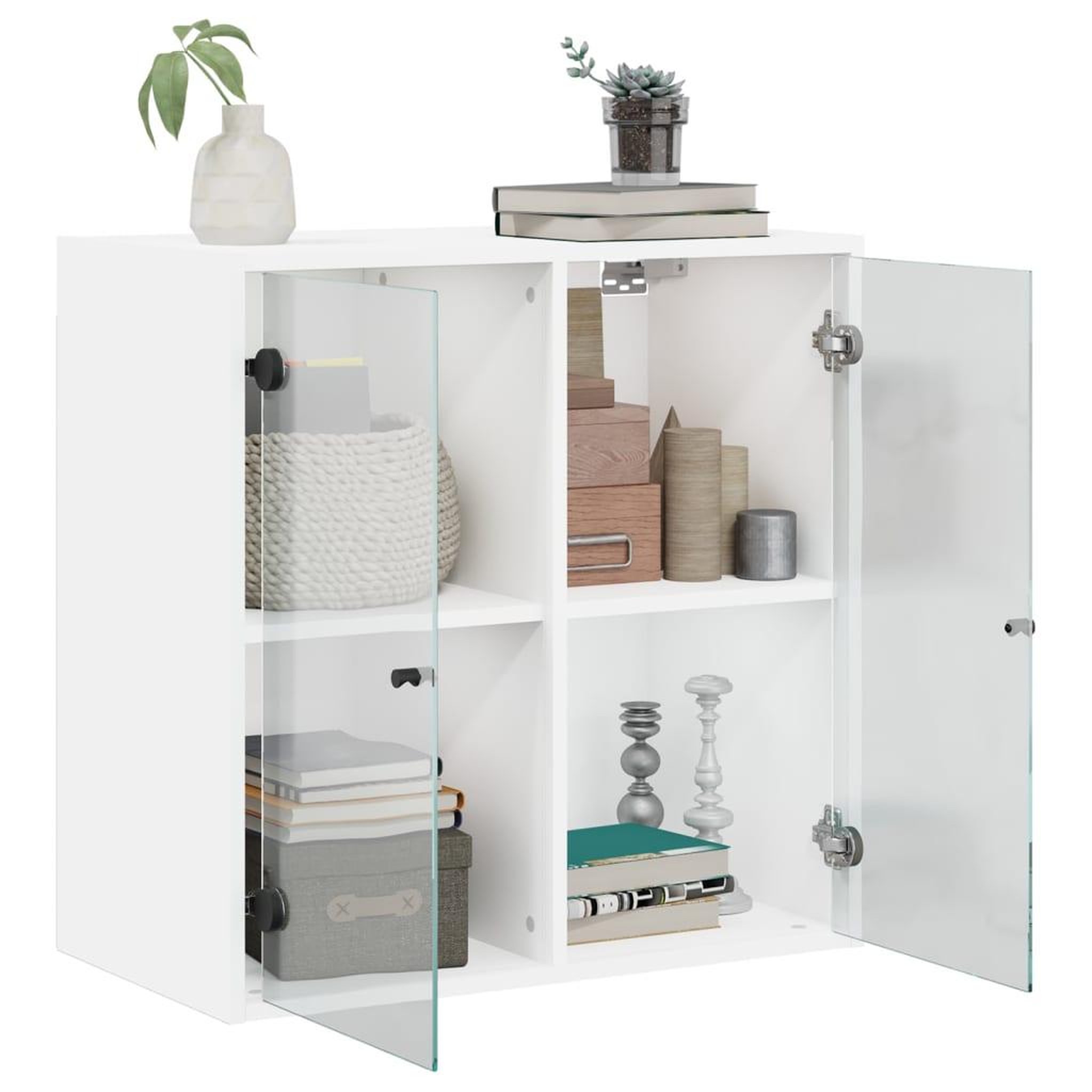Voir la diapositive 5 : VIDAXL Armoire murale avec portes en verre blanc 68x37x68,5 cm