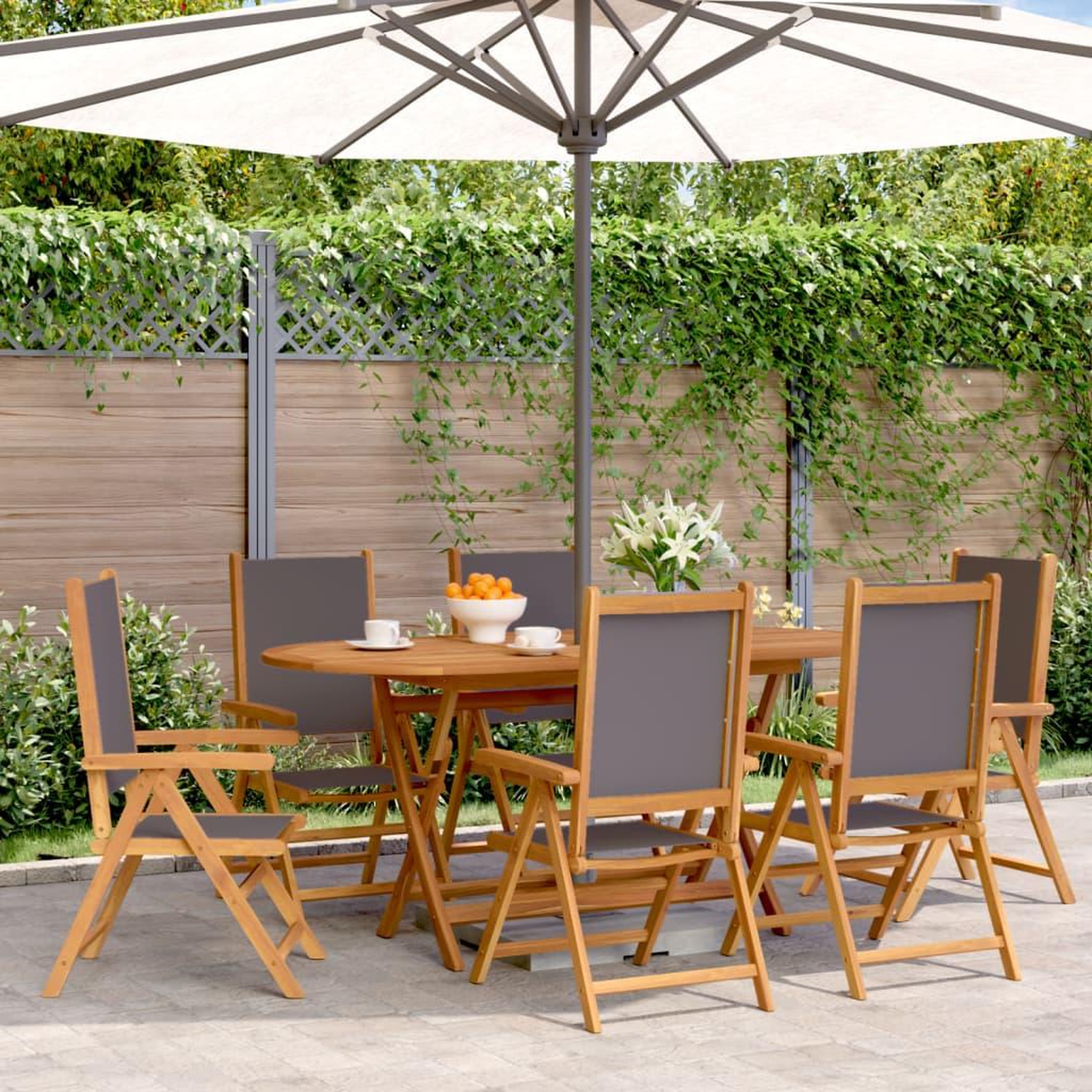 VIDAXL Chaises inclinables de jardin lot de 6 tissu et bois massif