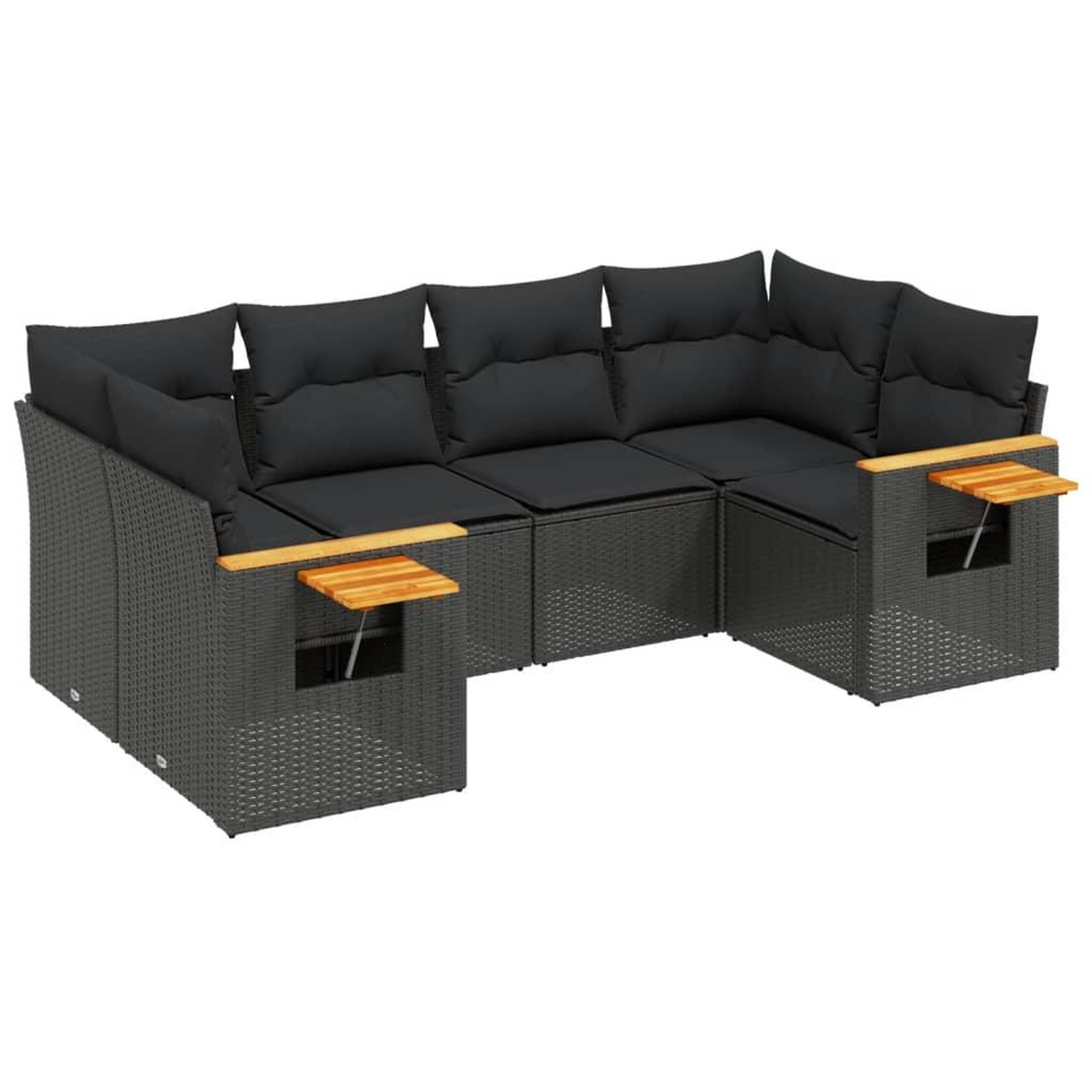 Voir la diapositive 2 : VIDAXL Salon de jardin 6 pcs avec coussins noir resine tressee