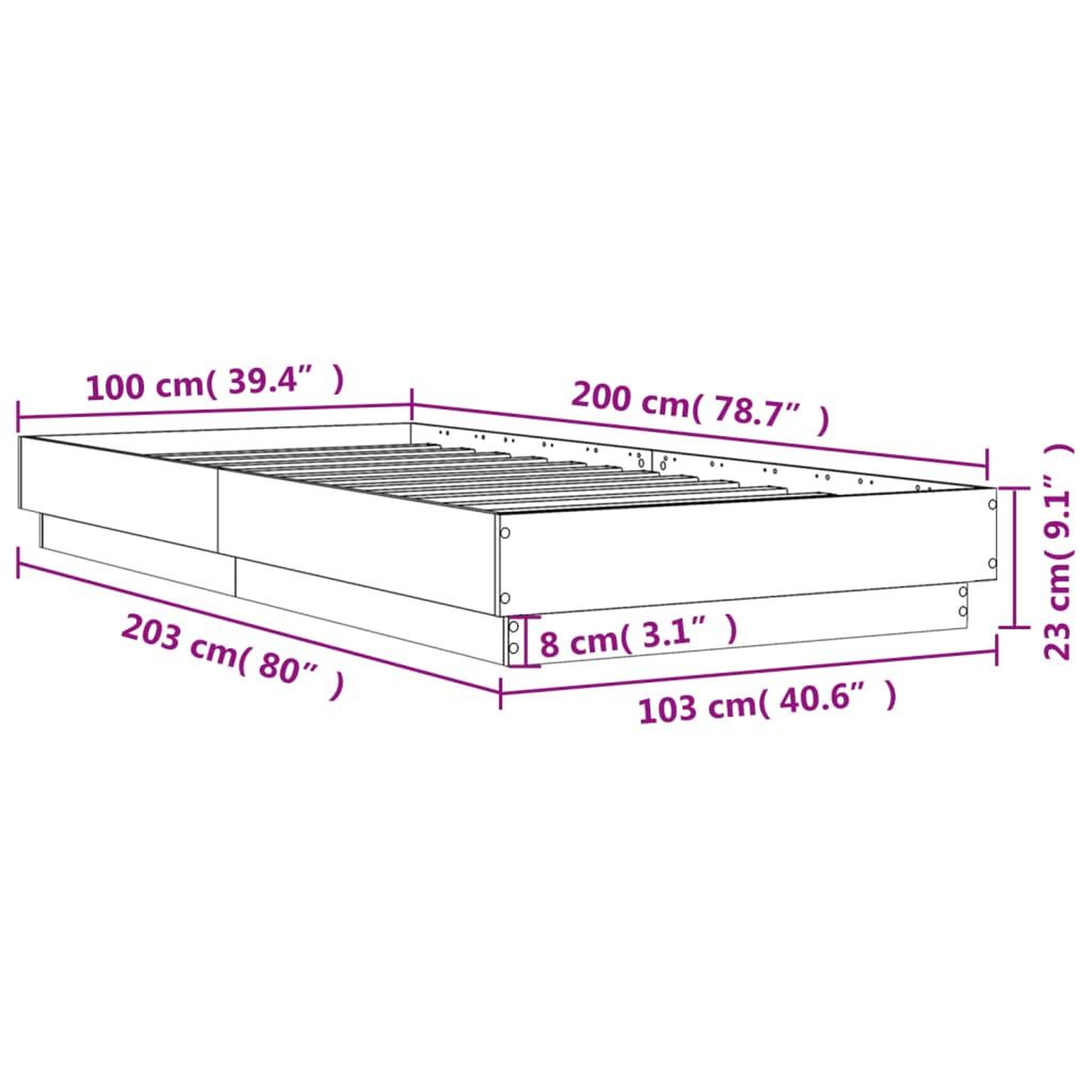 Voir la diapositive 6 : VIDAXL Cadre de lit sans matelas avec lumieres LED 100x200 cm