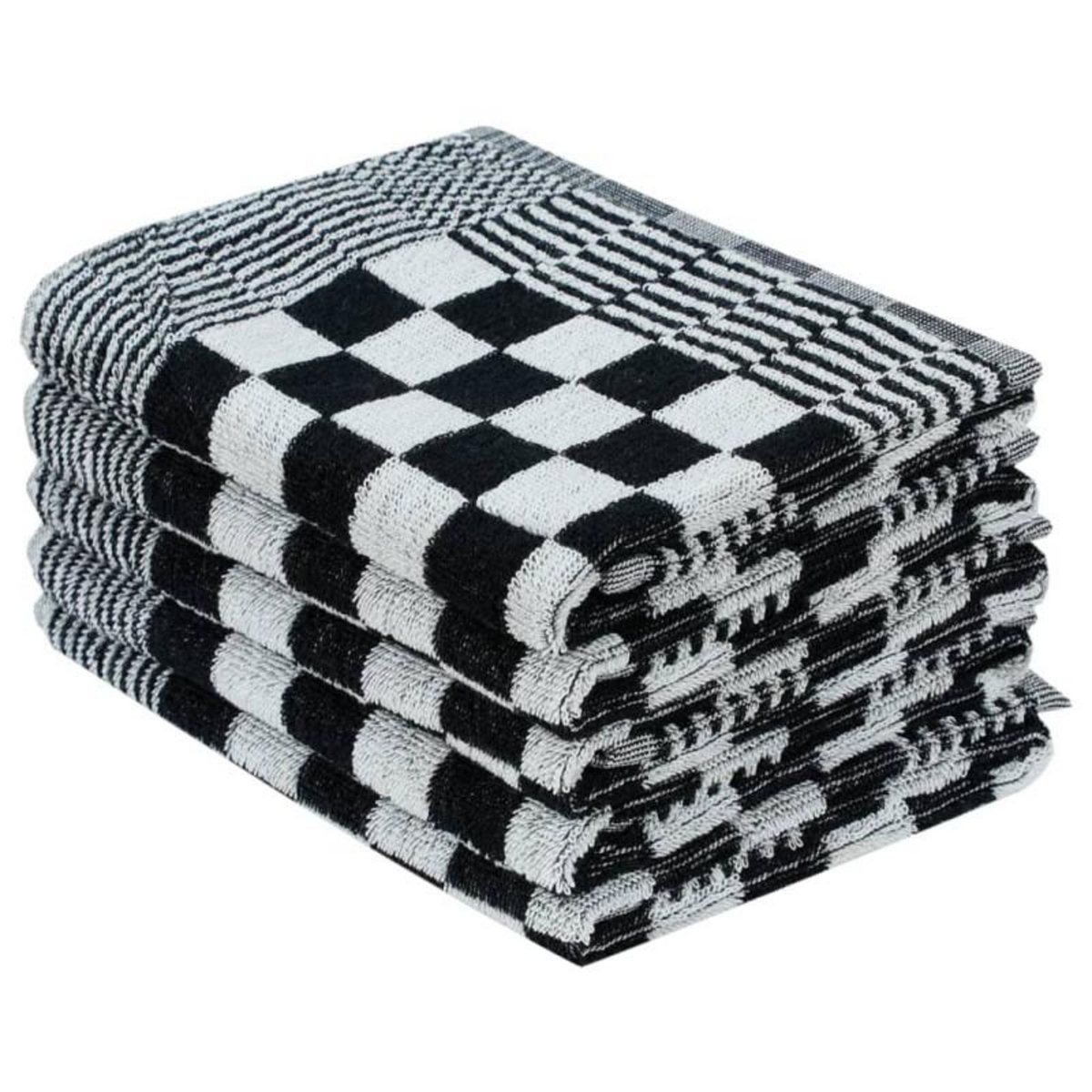 VIDAXL Ensemble de serviettes 10 pcs noir et blanc coton