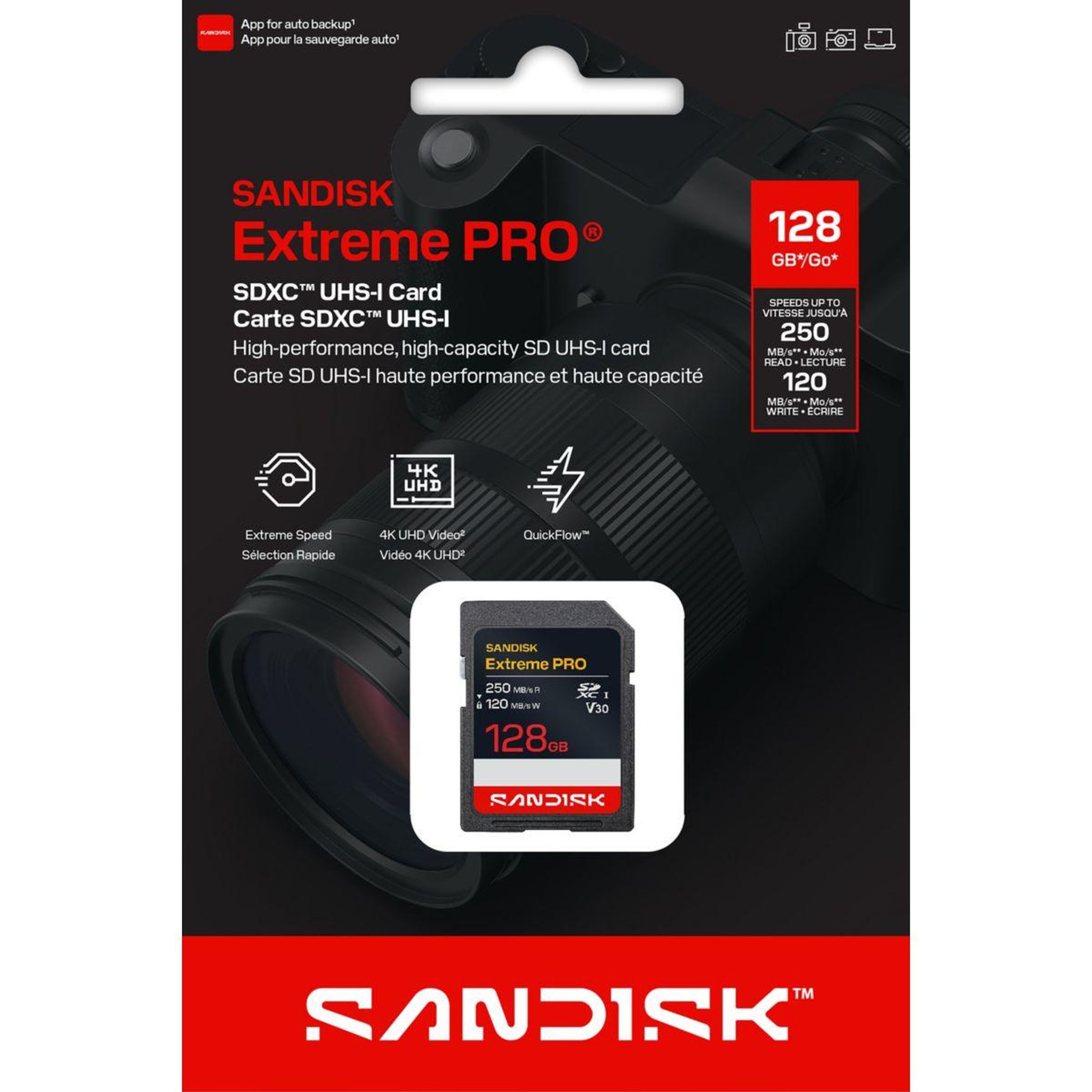 Voir la diapositive 2 : SANDISK Carte sd extreme pro 128gb sdxc