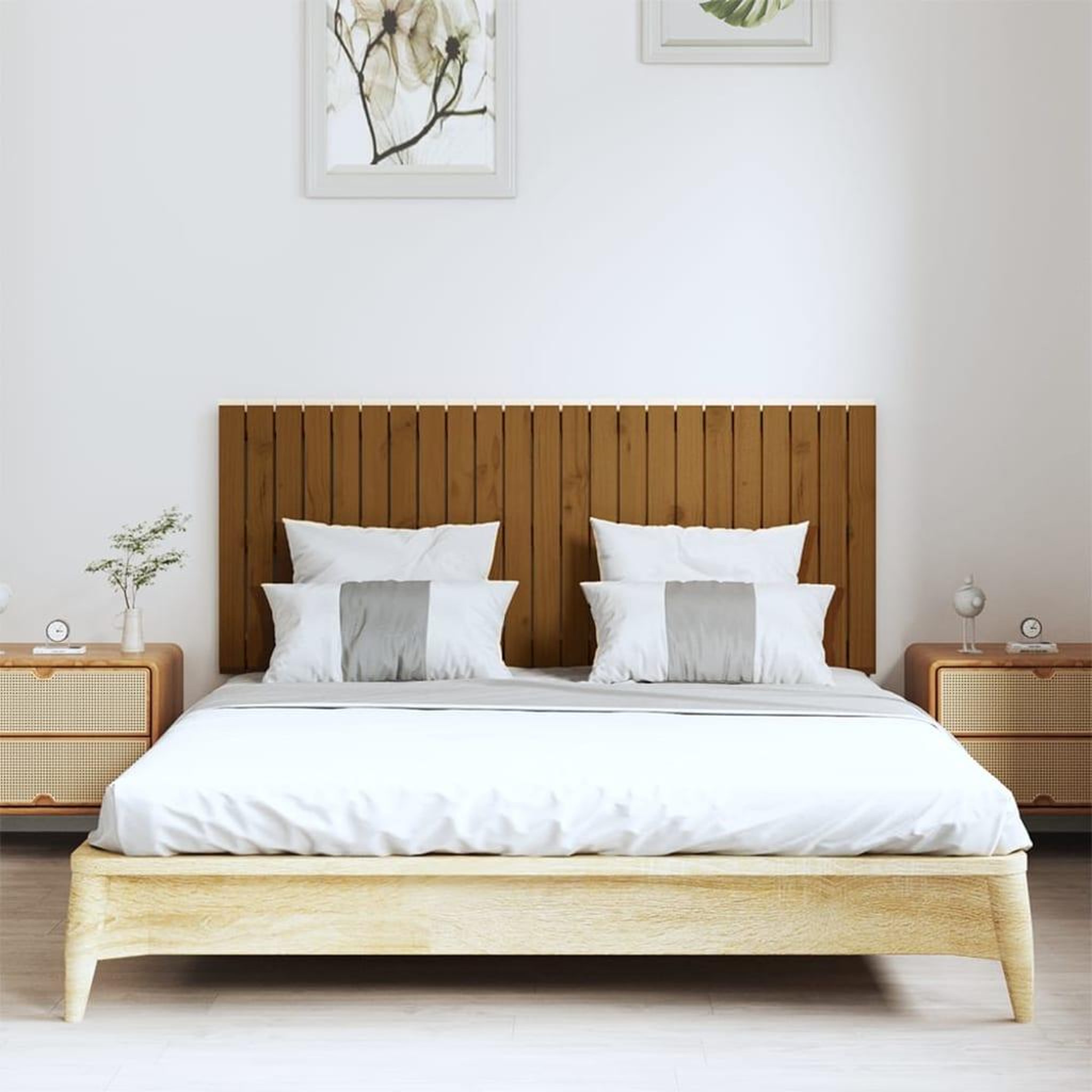 Voir la diapositive 3 : VIDAXL Tete de lit murale Marron miel 147x3x60 cm Bois massif de pin