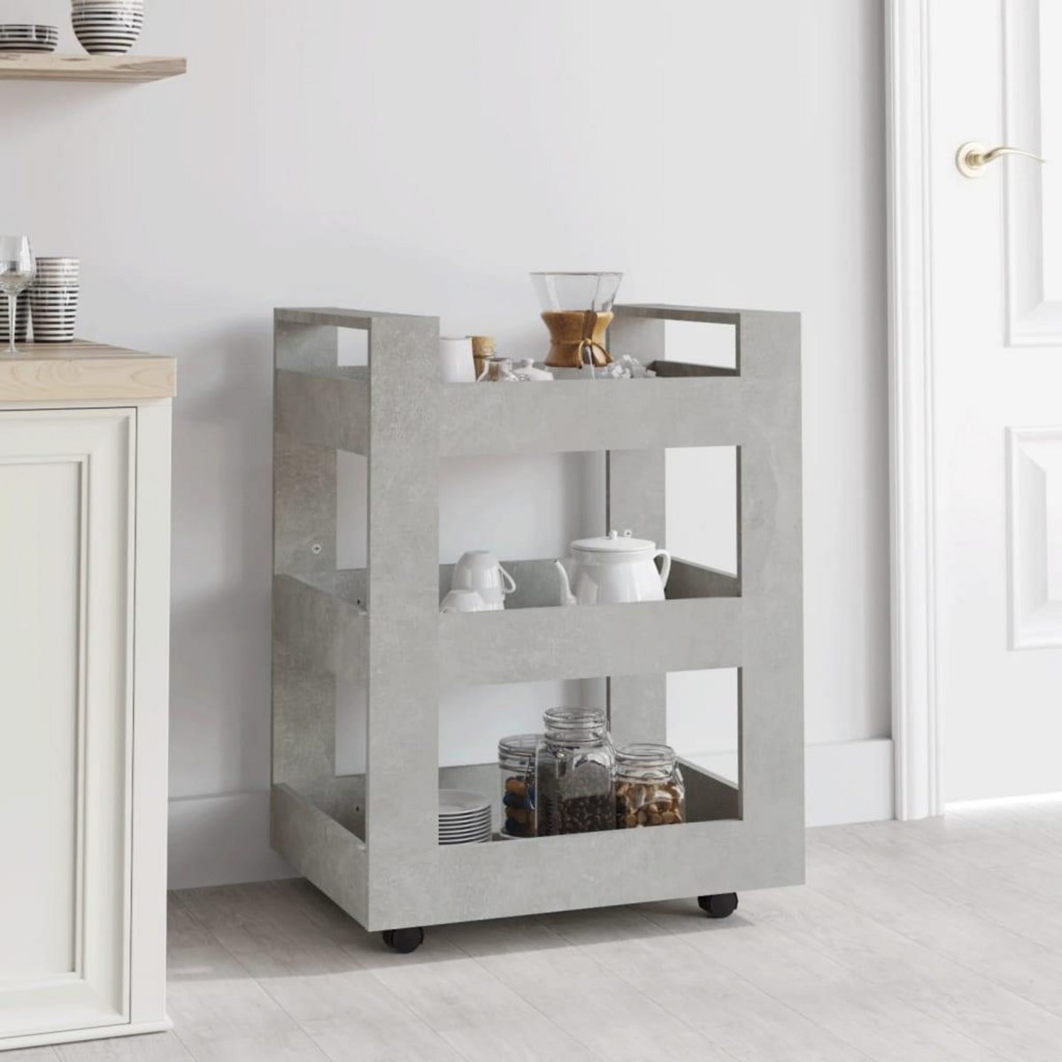 VIDAXL Chariot de cuisine Gris beton 60x45x80 cm Bois d'ingenierie