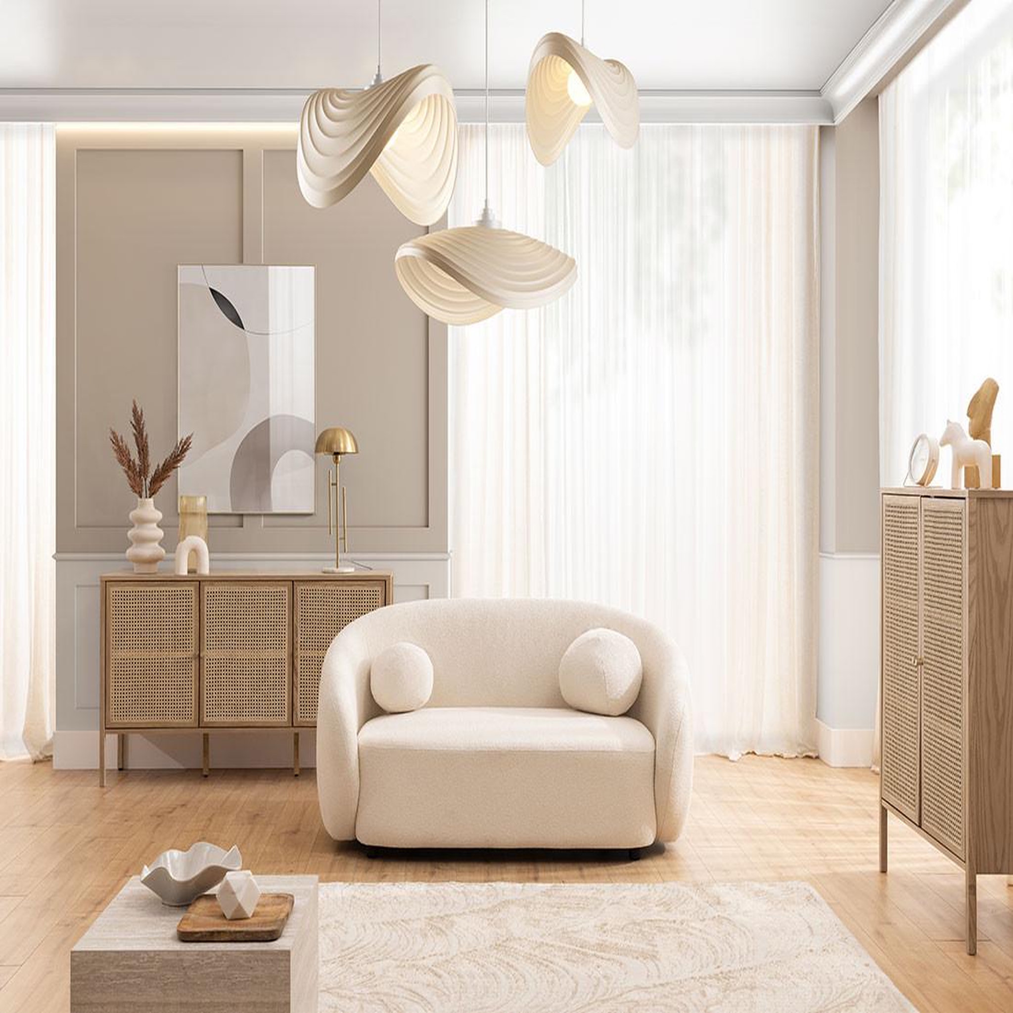 Voir la diapositive 2 : BEST MOBILIER Flore - canapé droit 2 places en tissu bouclette