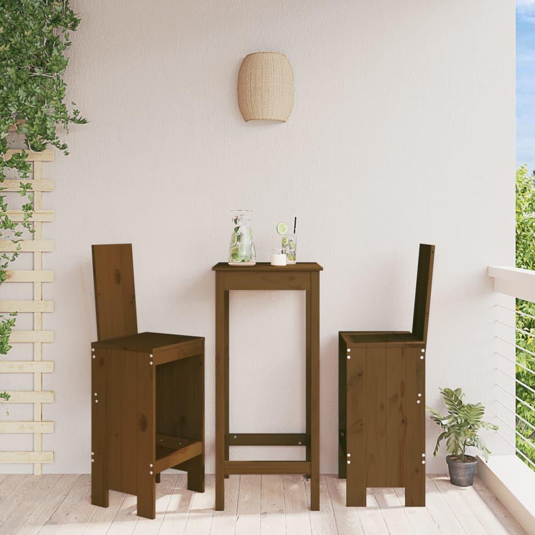 VIDAXL Tabourets lot de 2 marron miel 40x42x120 cm bois massif de pin