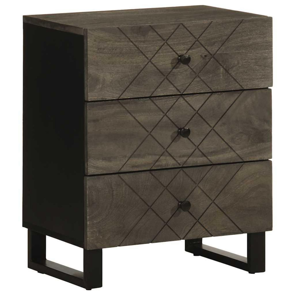 VIDAXL Table de chevet noir 50x33x62 cm bois de manguier solide