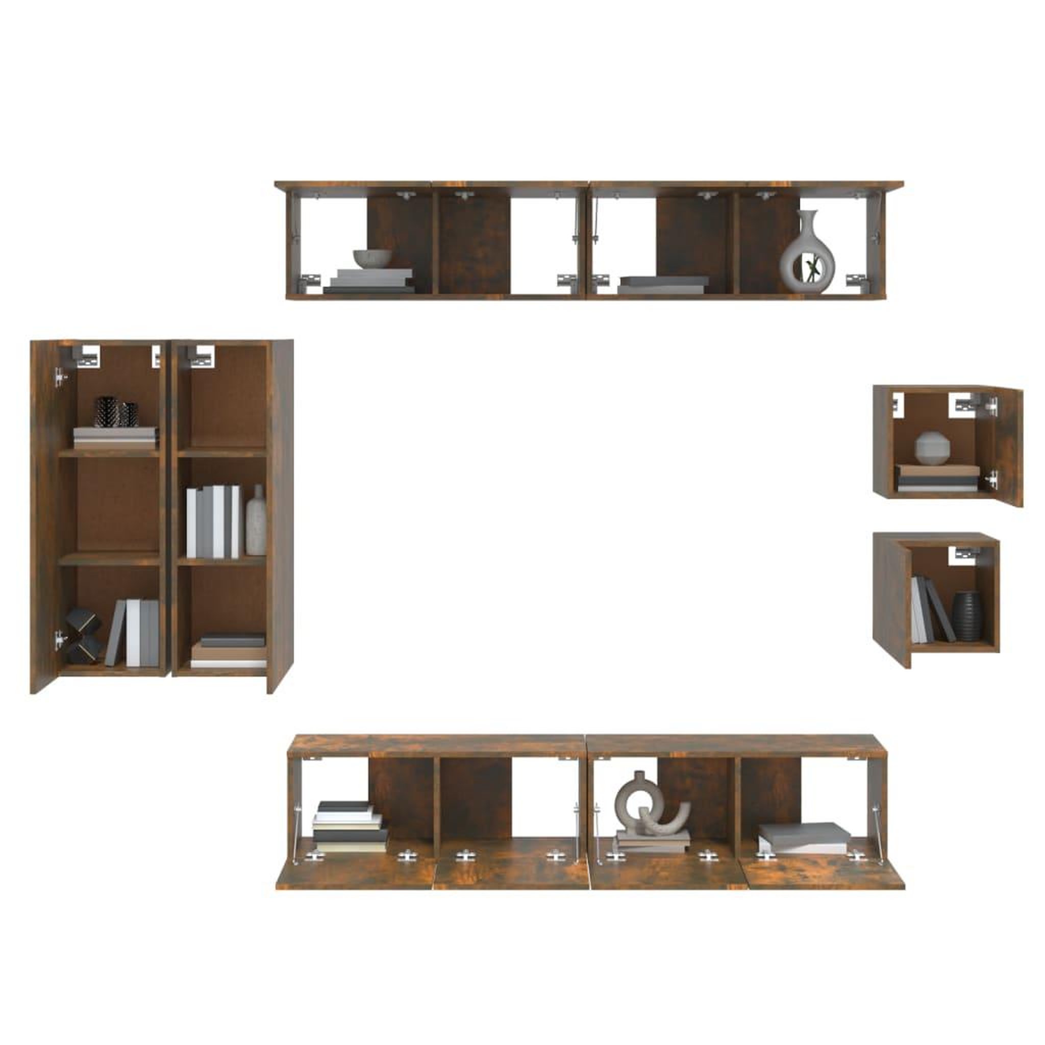 Voir la diapositive 4 : VIDAXL Ensemble de meubles TV 8 pcs Chene fume Bois d'ingenierie