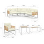 Voir la diapositive 6 : ID MARKET Salon de jardin bas RIO 8 places salon d'angle structure métal blanc et cordage effet rotin avec coussins beiges