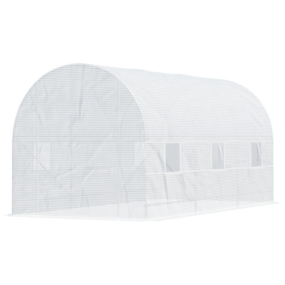 OUTSUNNY Serre de jardin tunnel surface sol 9 m² 4,5L x 2l x 2H m châssis tubulaire renforcé 18 mm 6 fenêtres blanc