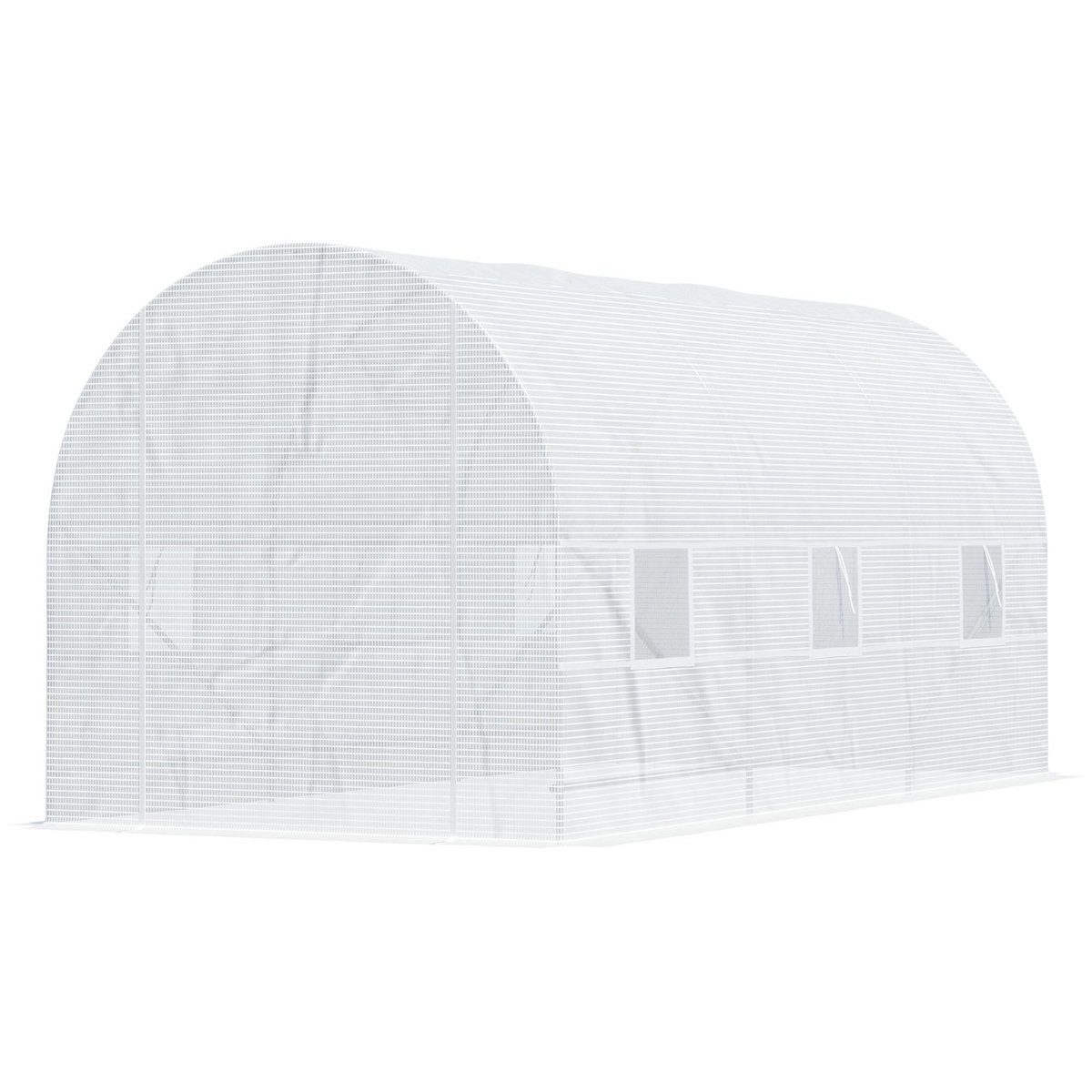 OUTSUNNY Serre de jardin tunnel surface sol 9 m² 4,5L x 2l x 2H m châssis tubulaire renforcé 18 mm 6 fenêtres blanc