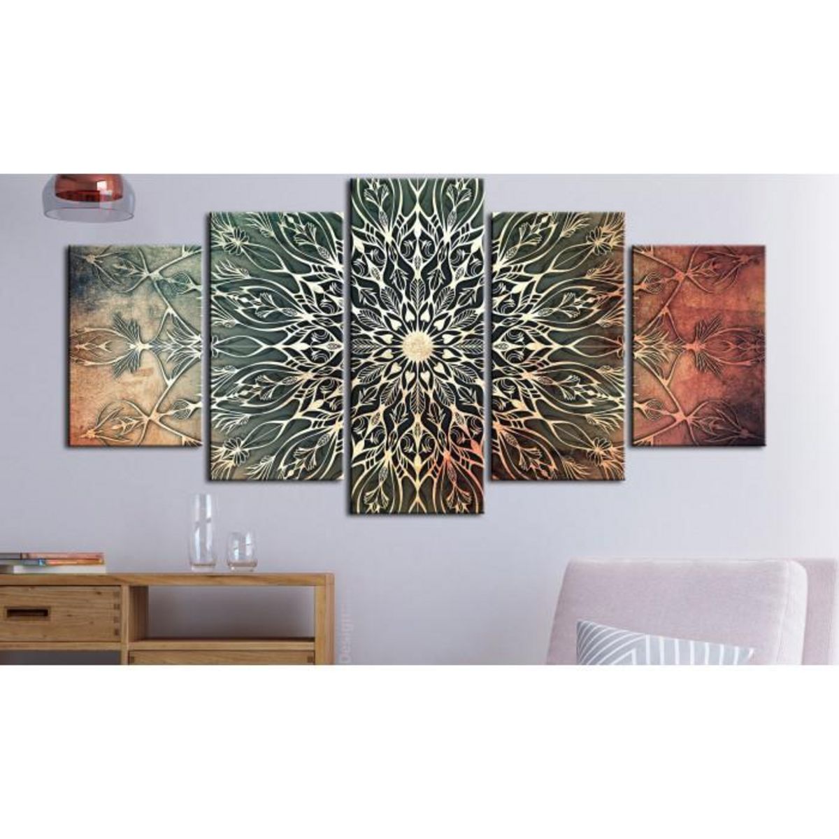 Paris Prix Tableau Imprimé 5 Panneaux  Center Wide Green