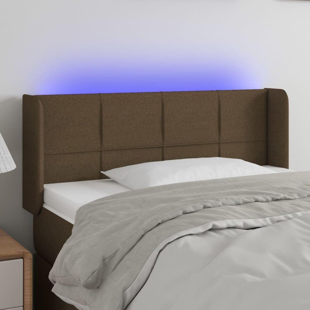 VIDAXL Tete de lit a LED Marron fonce 83x16x78/88 cm Tissu