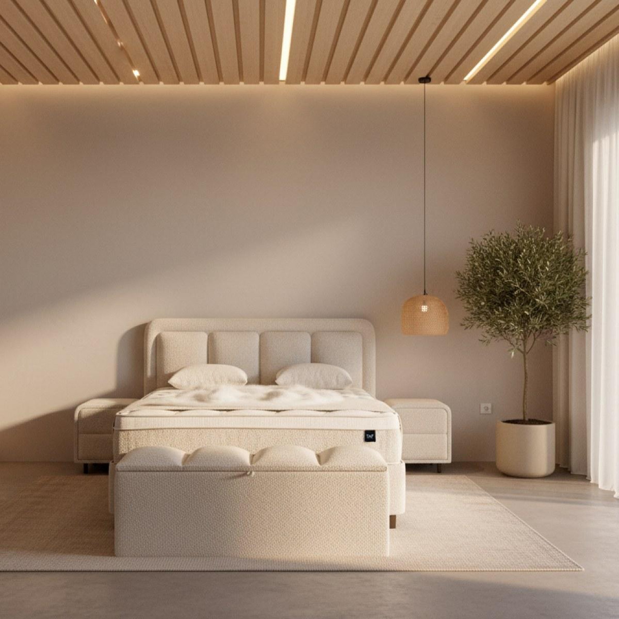 Voir la diapositive 3 : JLC KREATION Lit coffre 160cm en tissu + matelas + surmatelas kapy