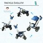 HOMCOM Tricycle enfants évolutif canne  et pare-soleil pliable amovible sacoche et panier 102 x 49l x 102 cm acier bleu