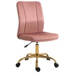 VINSETTO Vinsetto Chaise de bureau style Art déco hauteur réglable pivotante 360° piètement métal doré velours rose poudré