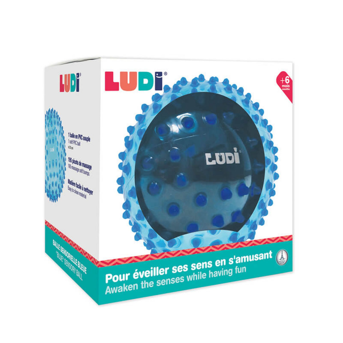  Balle Sensorielle 20 cm Bleu